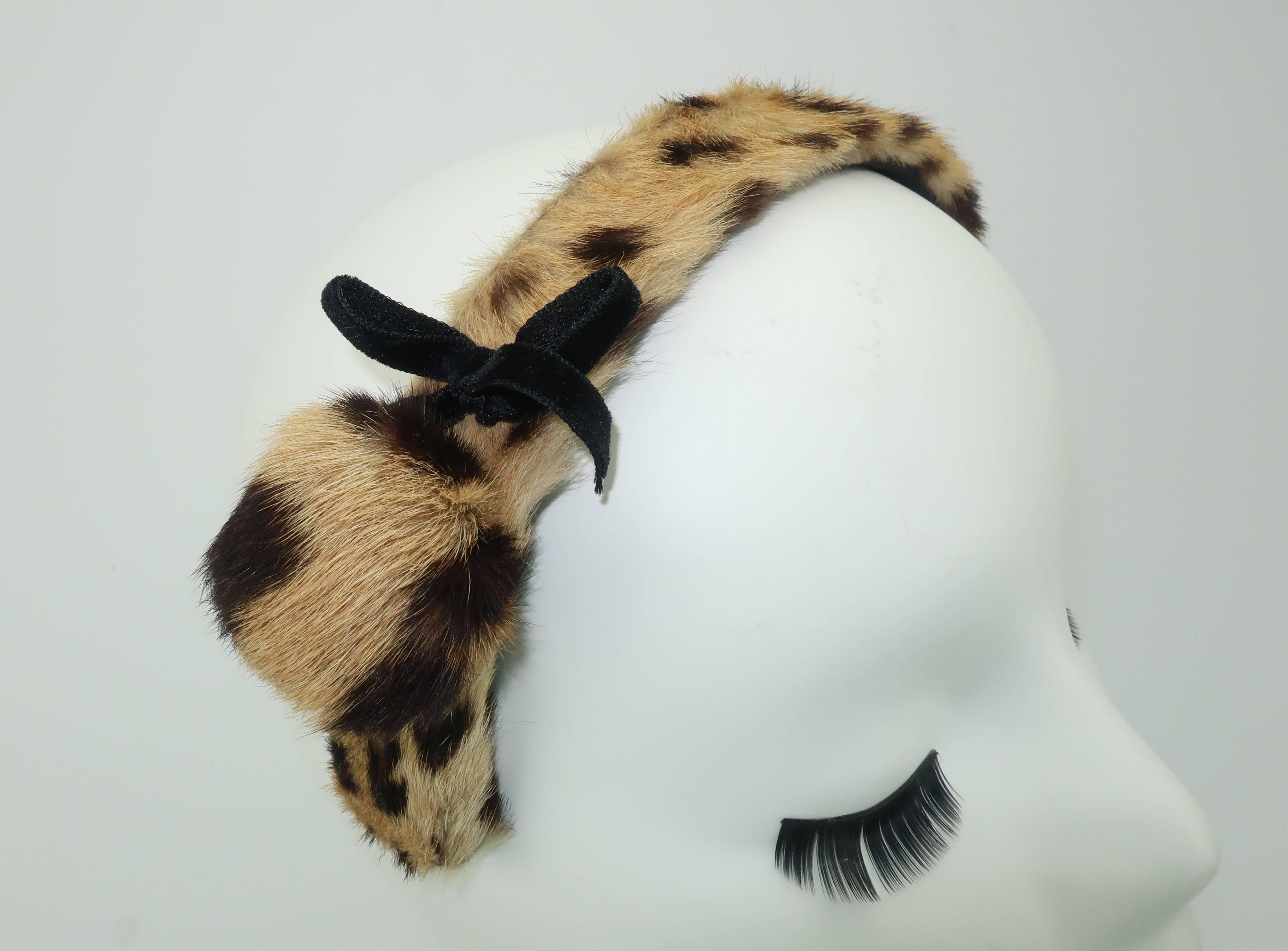 1950’s Therese Ahrens Animal Print Fur Headband In Good Condition In Atlanta, GA