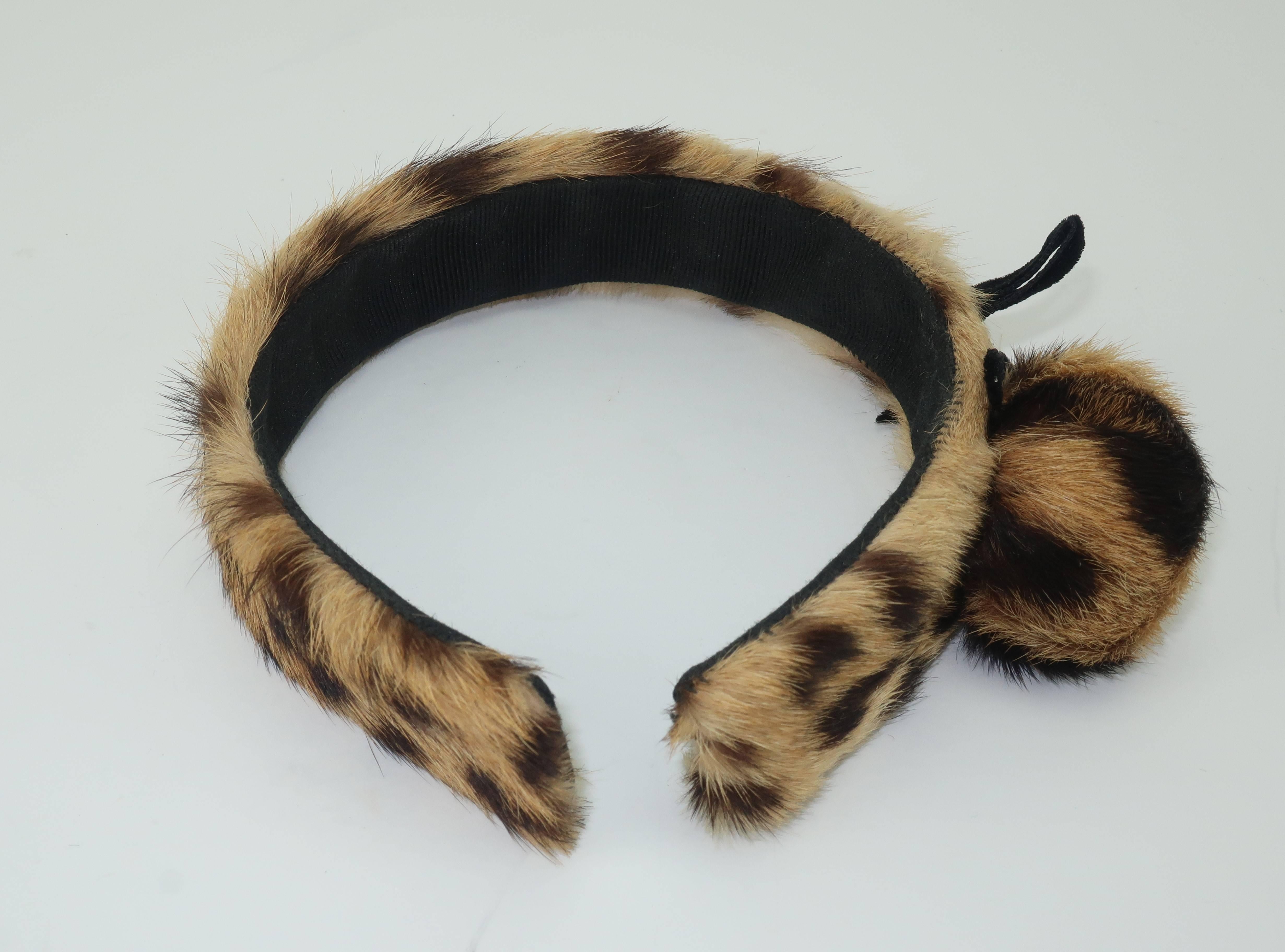 1950’s Therese Ahrens Animal Print Fur Headband 2