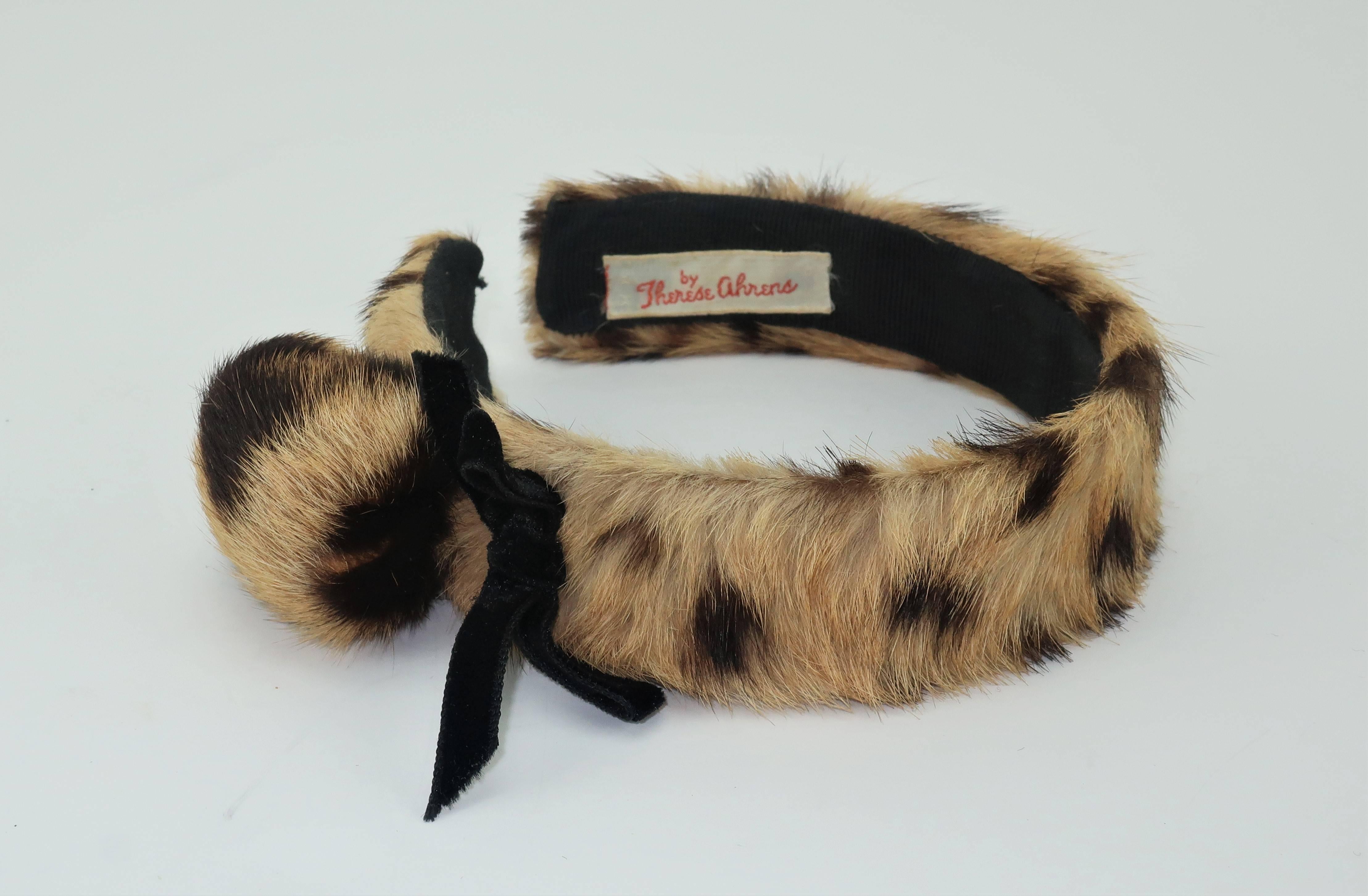 1950’s Therese Ahrens Animal Print Fur Headband 3