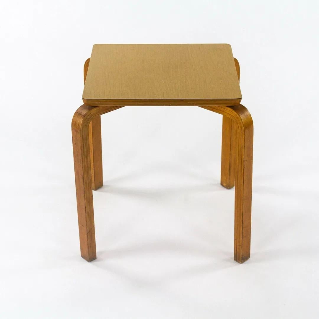 Mid-20th Century 1950s Thonet Bent Birch Wood and Wood Grain Square Laminate Side / End Table For Sale