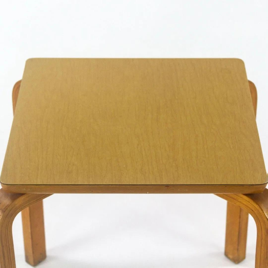 1950s Thonet Bent Birch Wood and Wood Grain Square Laminate Side / End Table For Sale 1