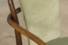 Mid-Century Thonet Bentwood Armchairs in Beechwood & Velvet