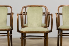1950s Thonet Bentwood Armchairs in Willow Green Velvet - Set of 6