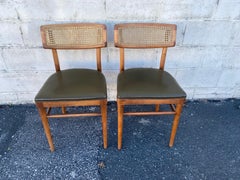 Esszimmerstühle aus Bugholz mit Schilfrohr, Thonet, 1950er Jahre, Paar