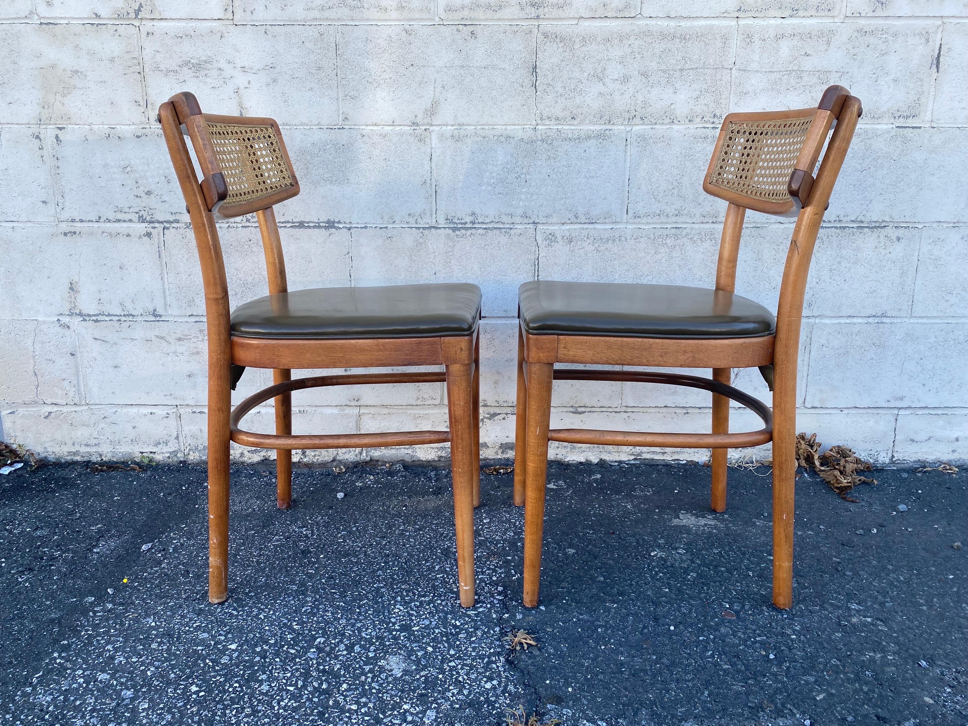 Mid-Century Modern 1950s Thonet Bentwood Dining Chairs with Cane, a Pair