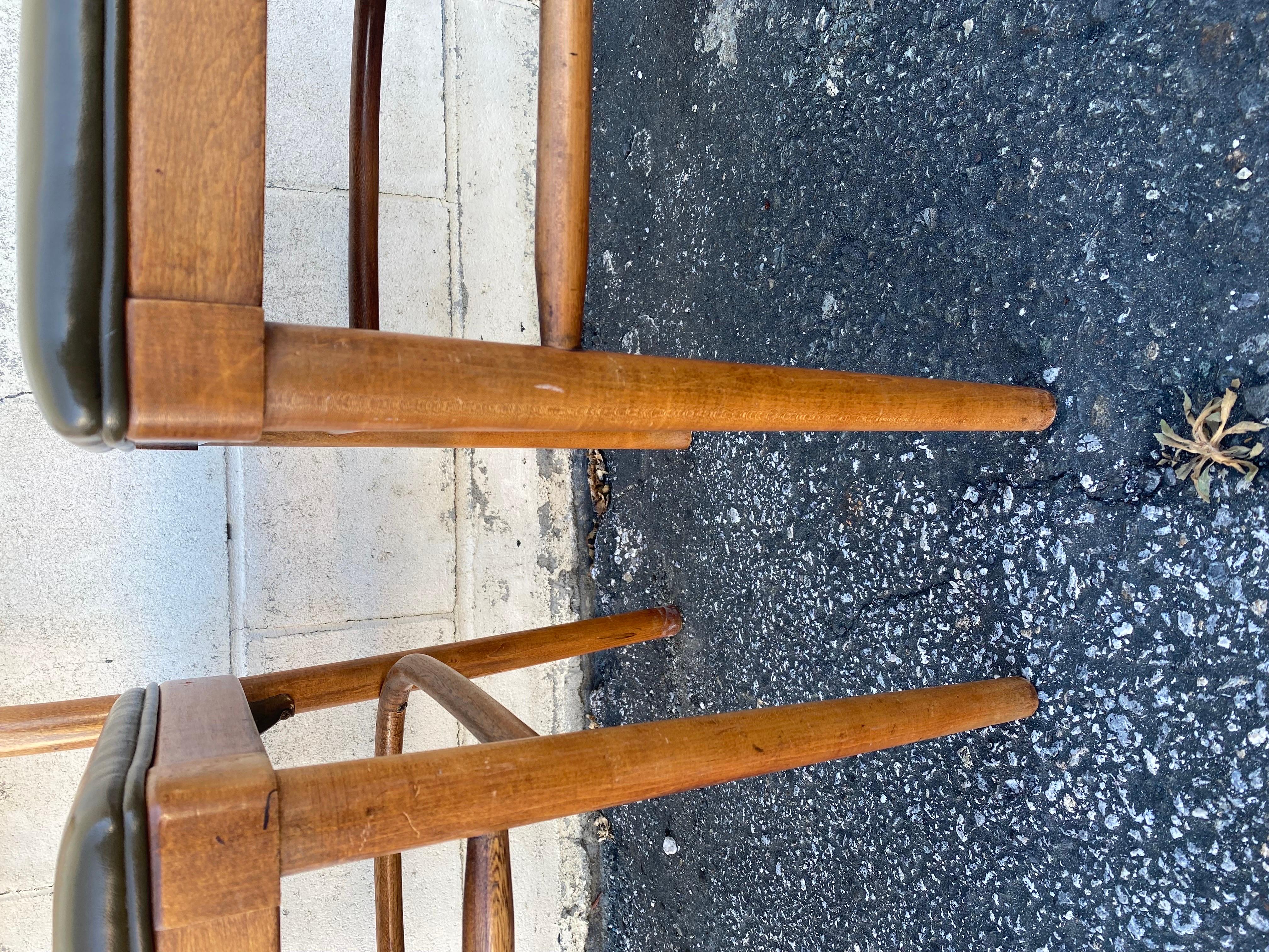 20th Century 1950s Thonet Bentwood Dining Chairs with Cane, a Pair