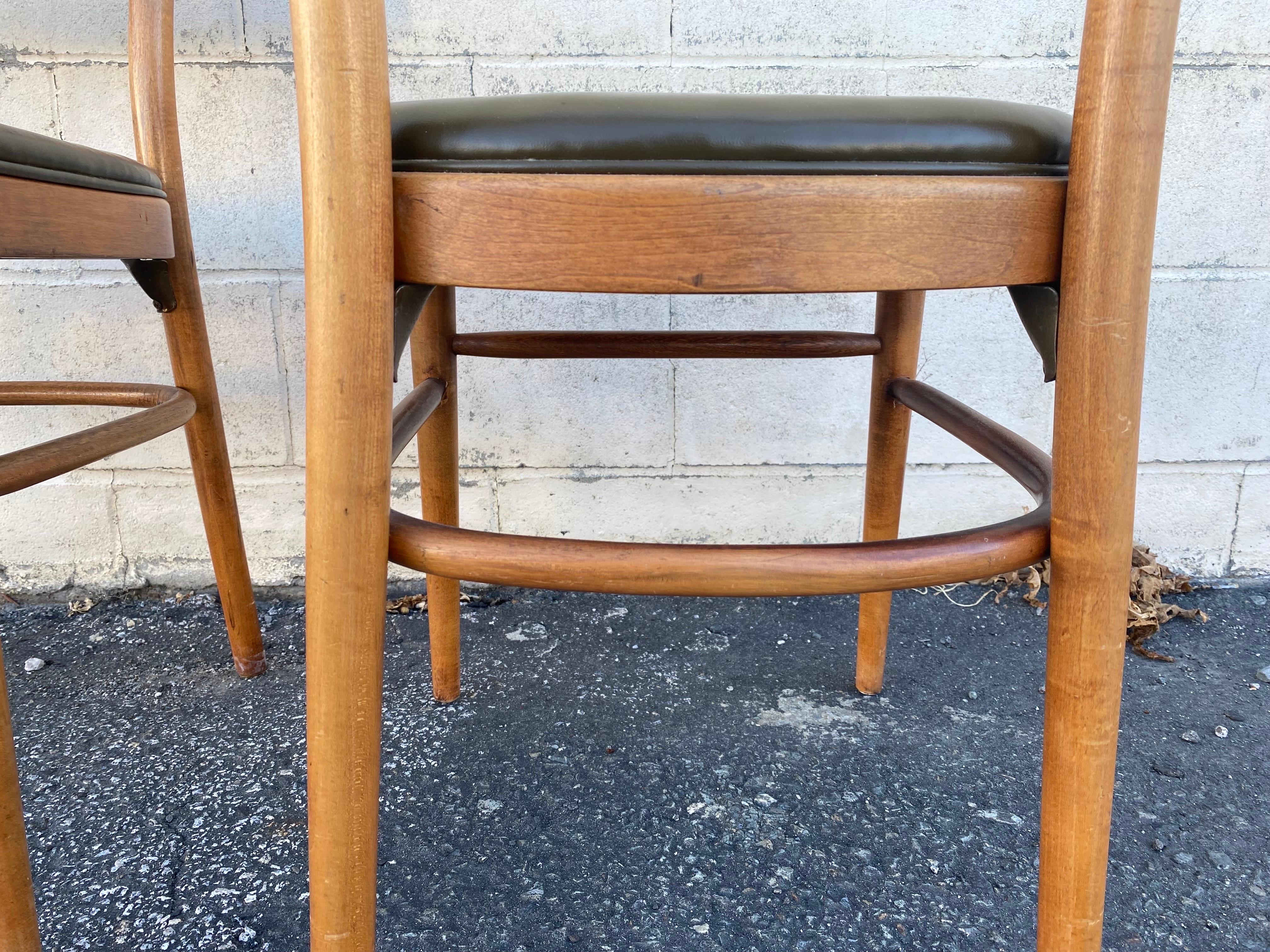 1950s Thonet Bentwood Dining Chairs with Cane, a Pair 1