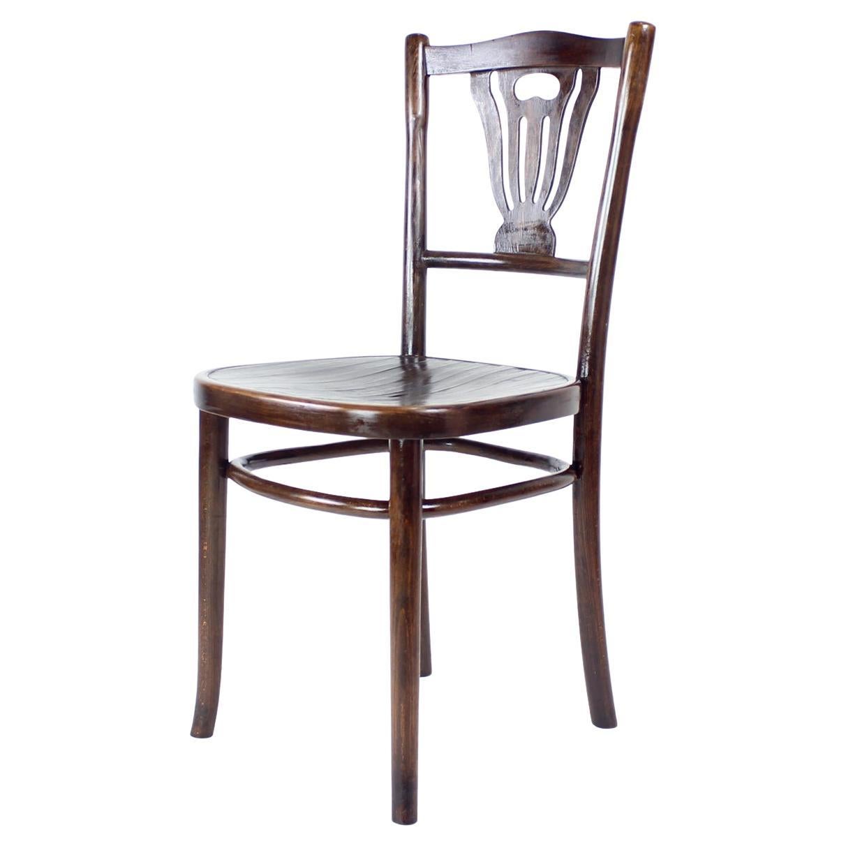 1950s Thonet Style Oak Chair, Czechoslovakia For Sale