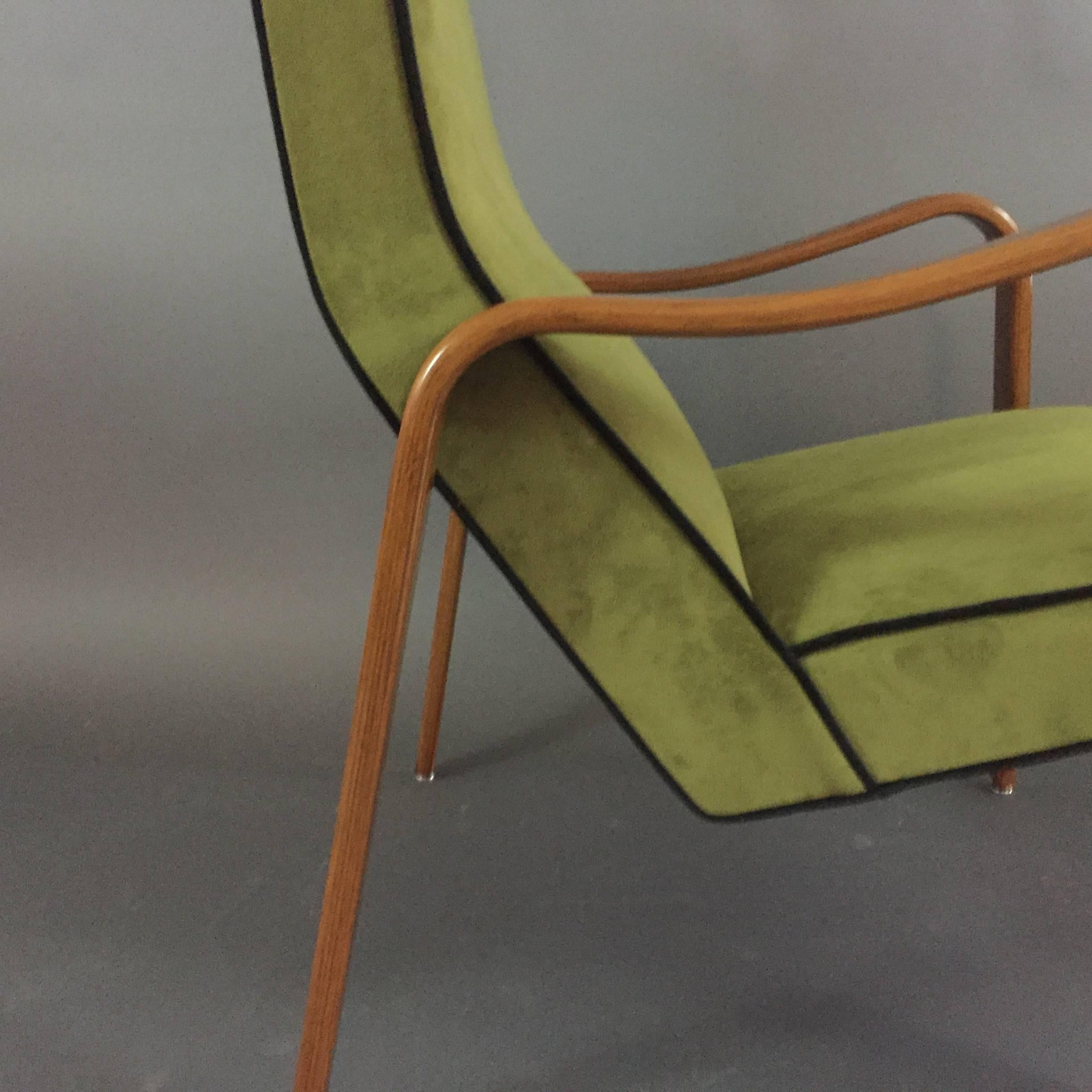 Velvet 1950s Thonet USA Bentwood Lounge Chairs