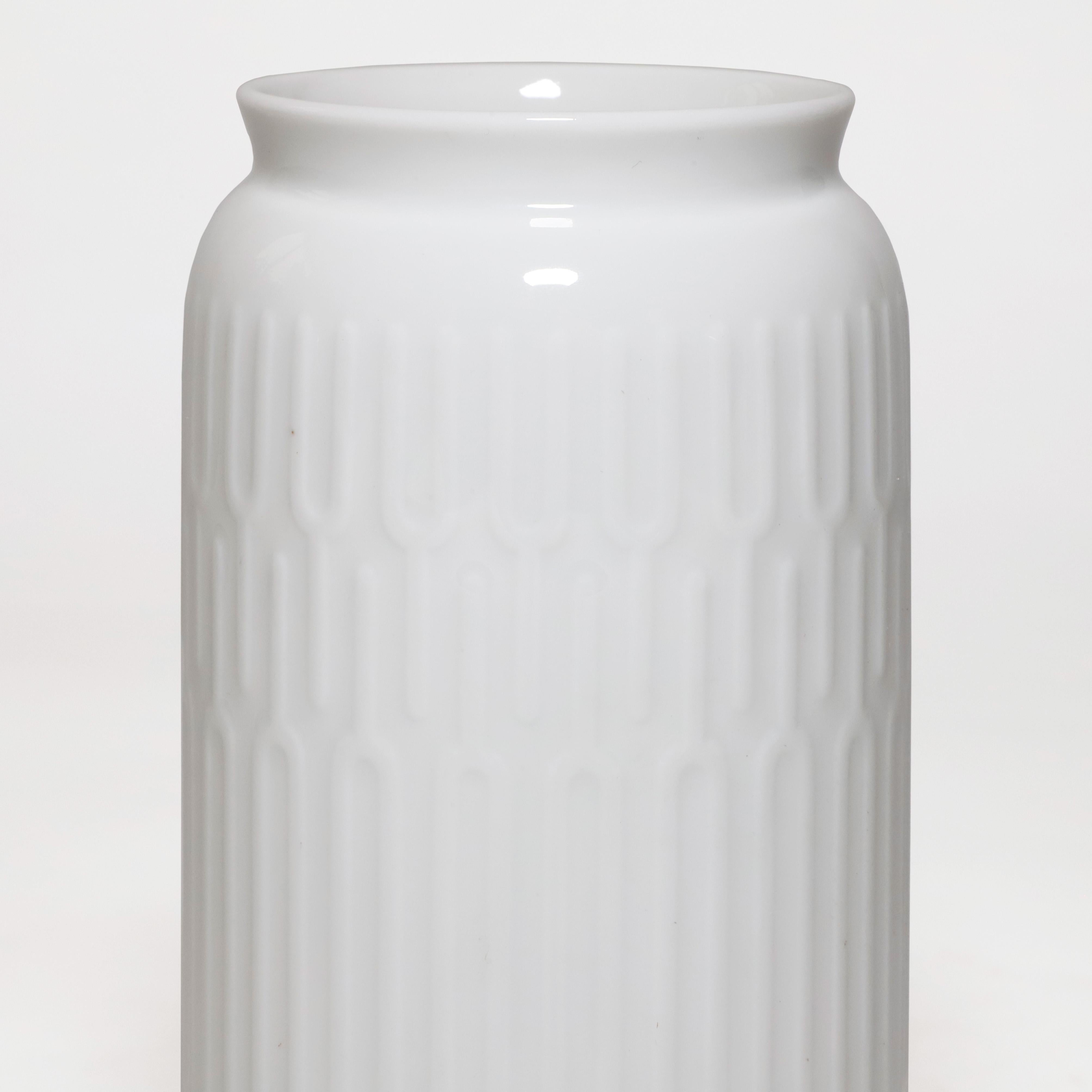20th Century 1950s Thorkild Olsen White Vase with Relief for Roya Copenhagen Stamped For Sale