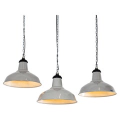 Lampe pendante industrielle en émail gris Thorlux des années 1950 - 16 Inch