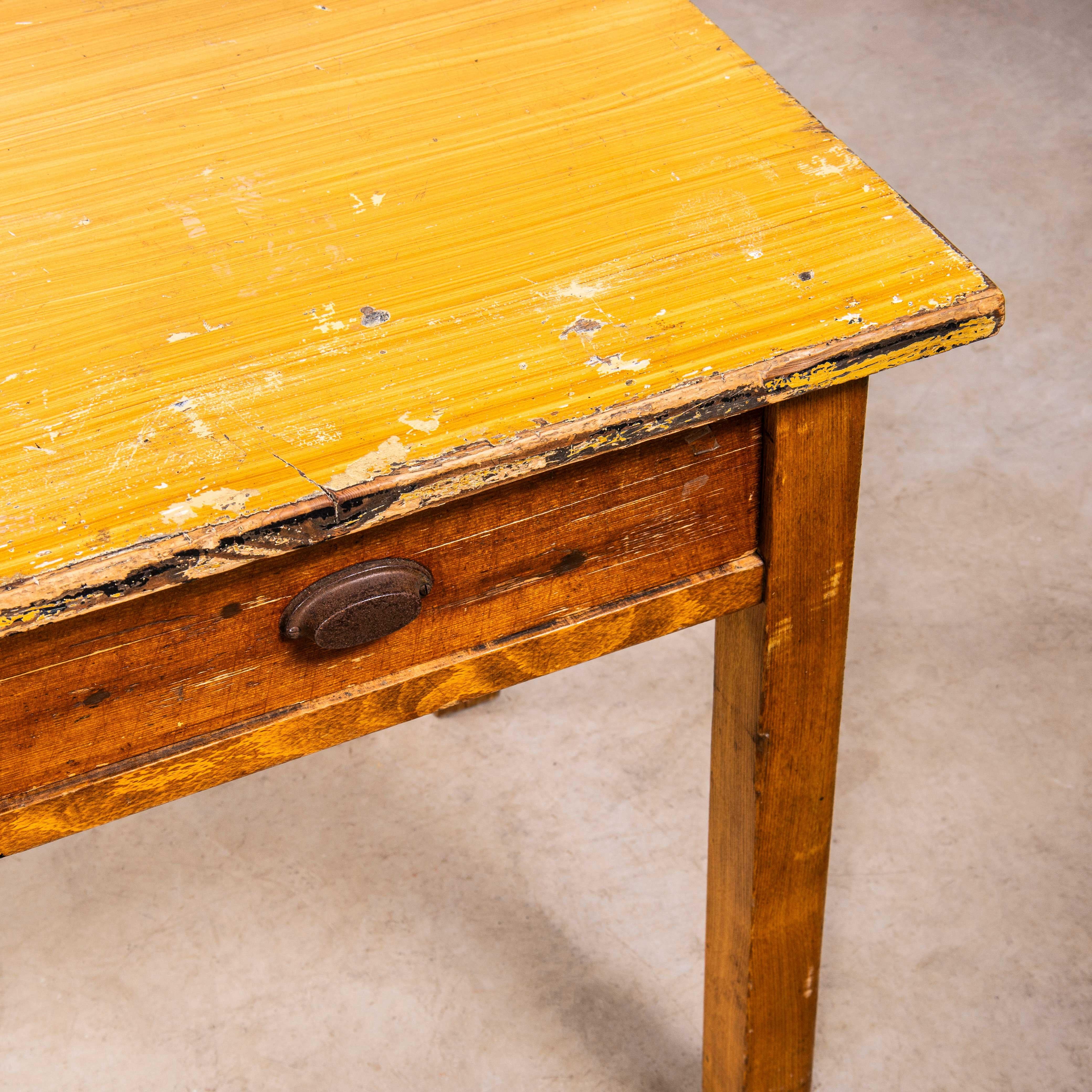1950's Three Drawer Simple French Workshop Desk In Good Condition For Sale In Hook, Hampshire