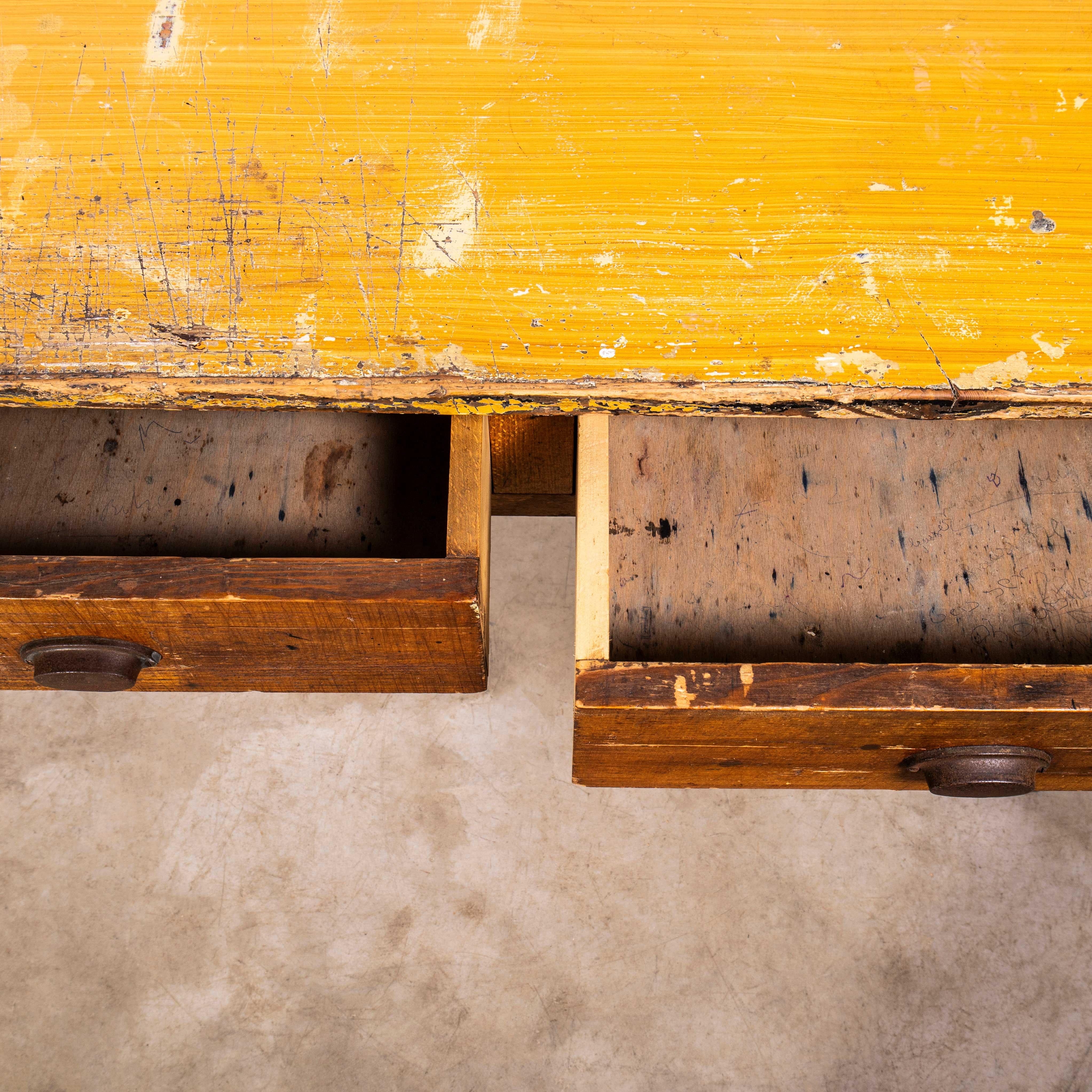 1950's Three Drawer Simple French Workshop Desk For Sale 1