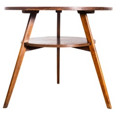 1950's Three Legged Round Table With Circular Shelf