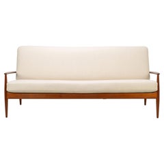 1950s Three-Seater Sofa by Grete Jalk France 
Daverkosen Teak and Wool Fabric