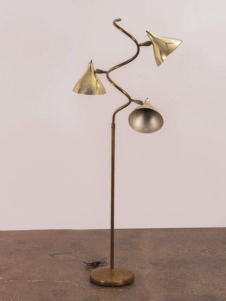 1950s Three Shaded Spiral Floor Lamp