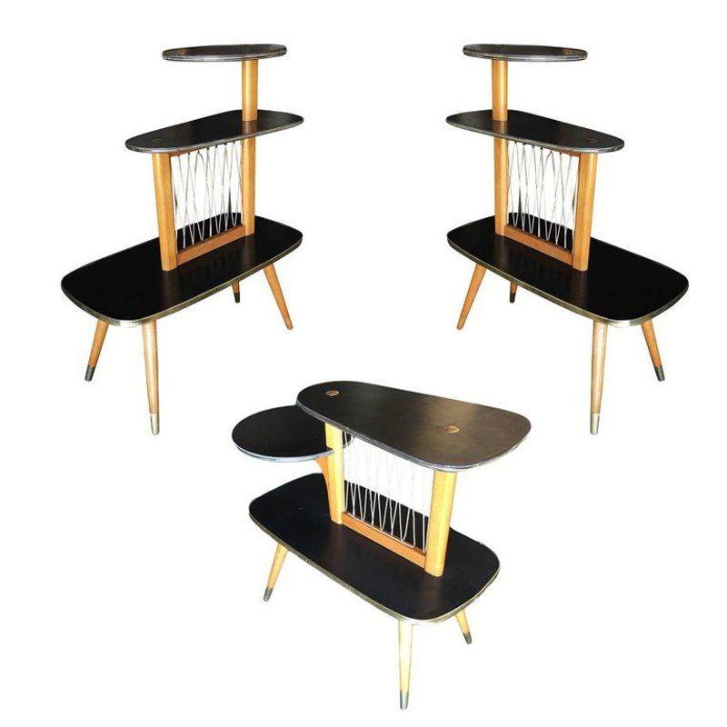 1950s Three-Tier Midcentury String Art Center Side Tables, Set of 3 For Sale 6