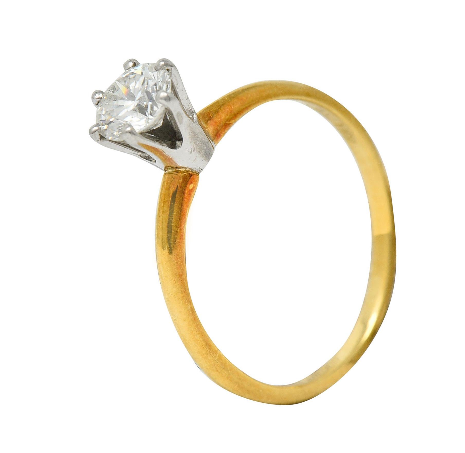 1950's Tiffany & Co. 0.35 Carat Diamond 14 Karat Gold Solitaire Engagement Ring 1