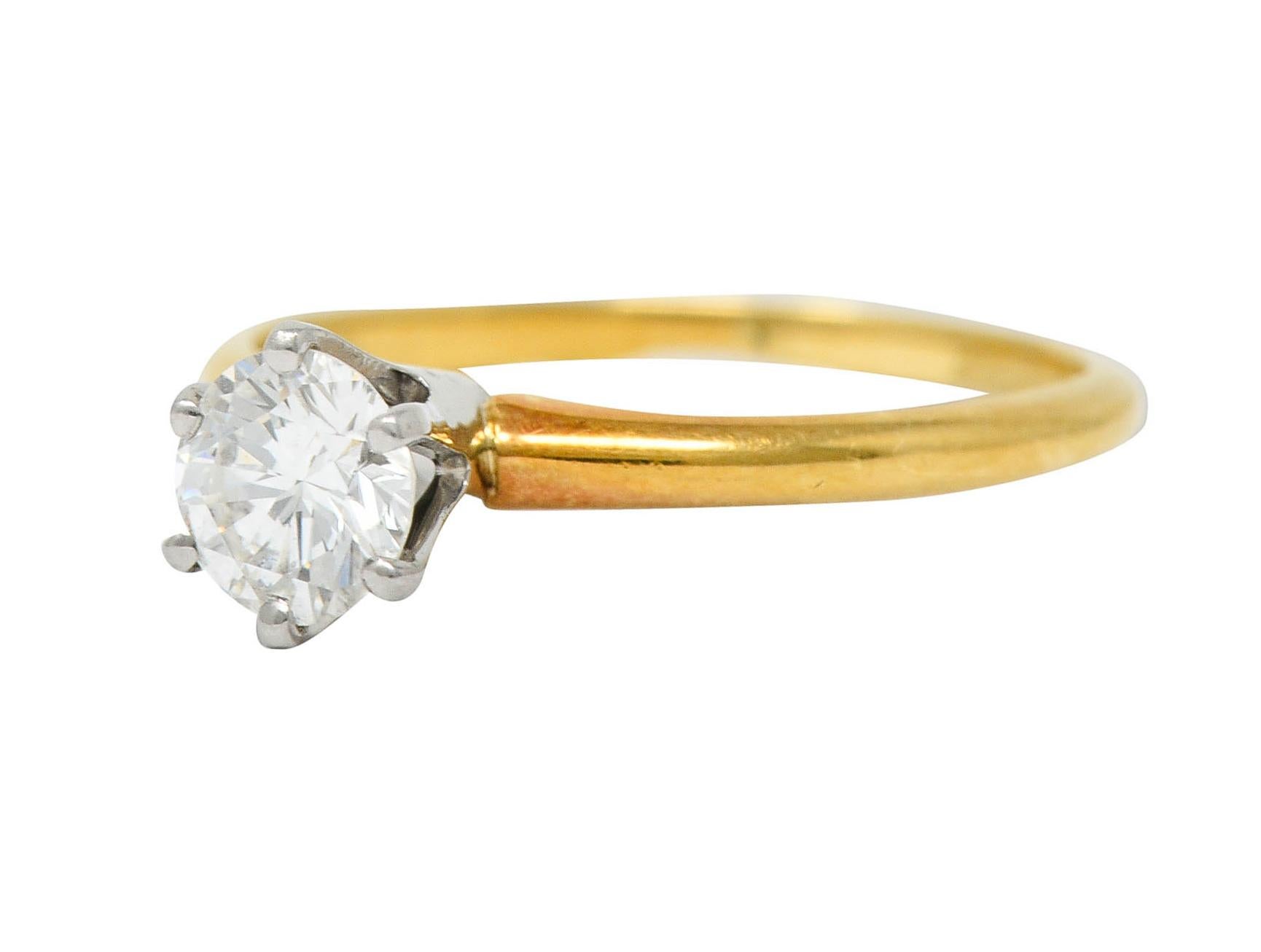 Retro 1950's Tiffany & Co. 0.35 Carat Diamond 14 Karat Gold Solitaire Engagement Ring