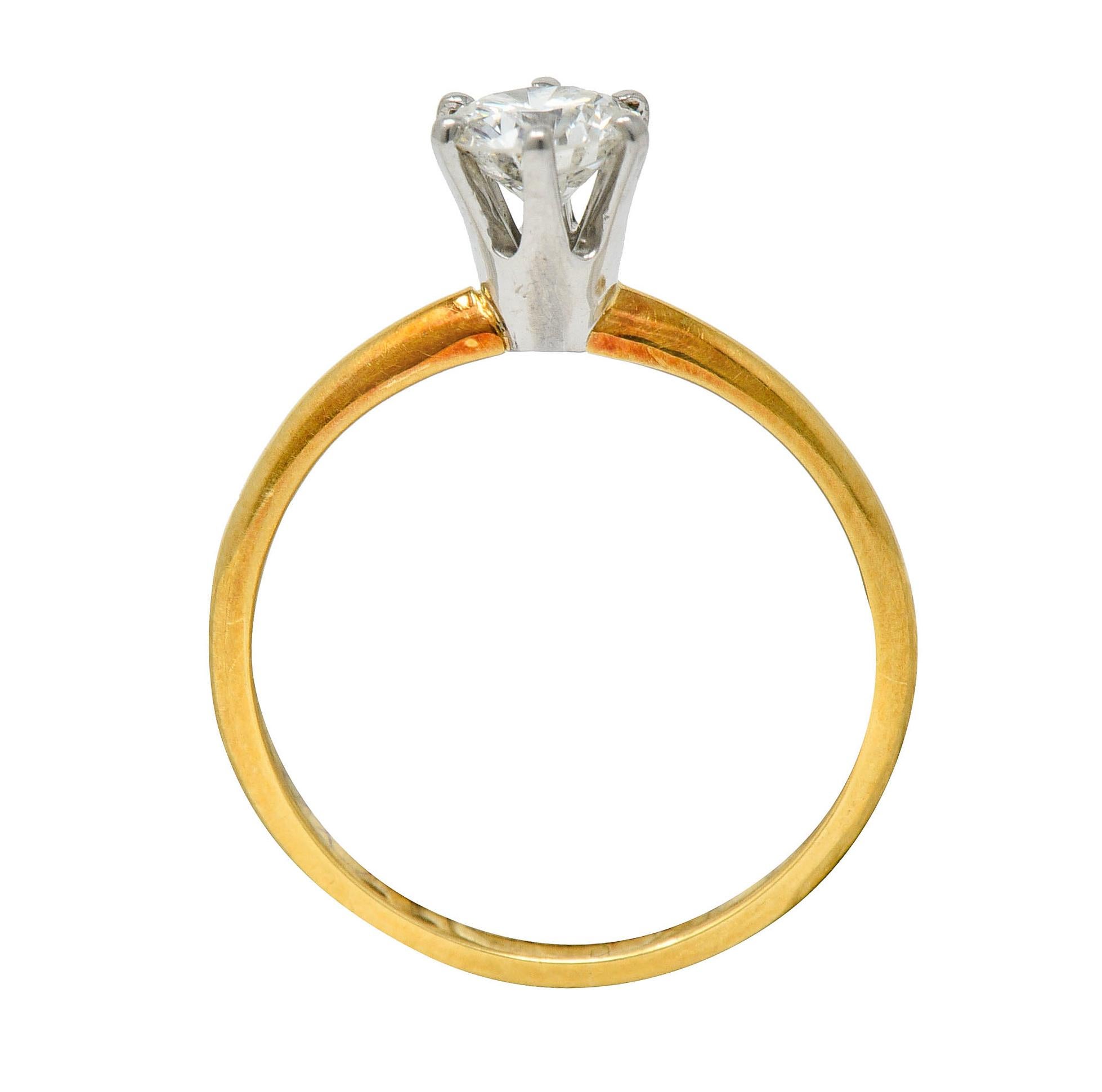 Women's or Men's 1950's Tiffany & Co. 0.35 Carat Diamond 14 Karat Gold Solitaire Engagement Ring