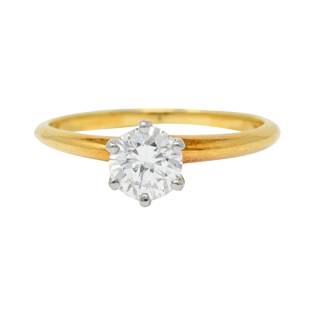 1950's Tiffany & Co. 0.35 Carat Diamond 14 Karat Gold Solitaire Engagement Ring