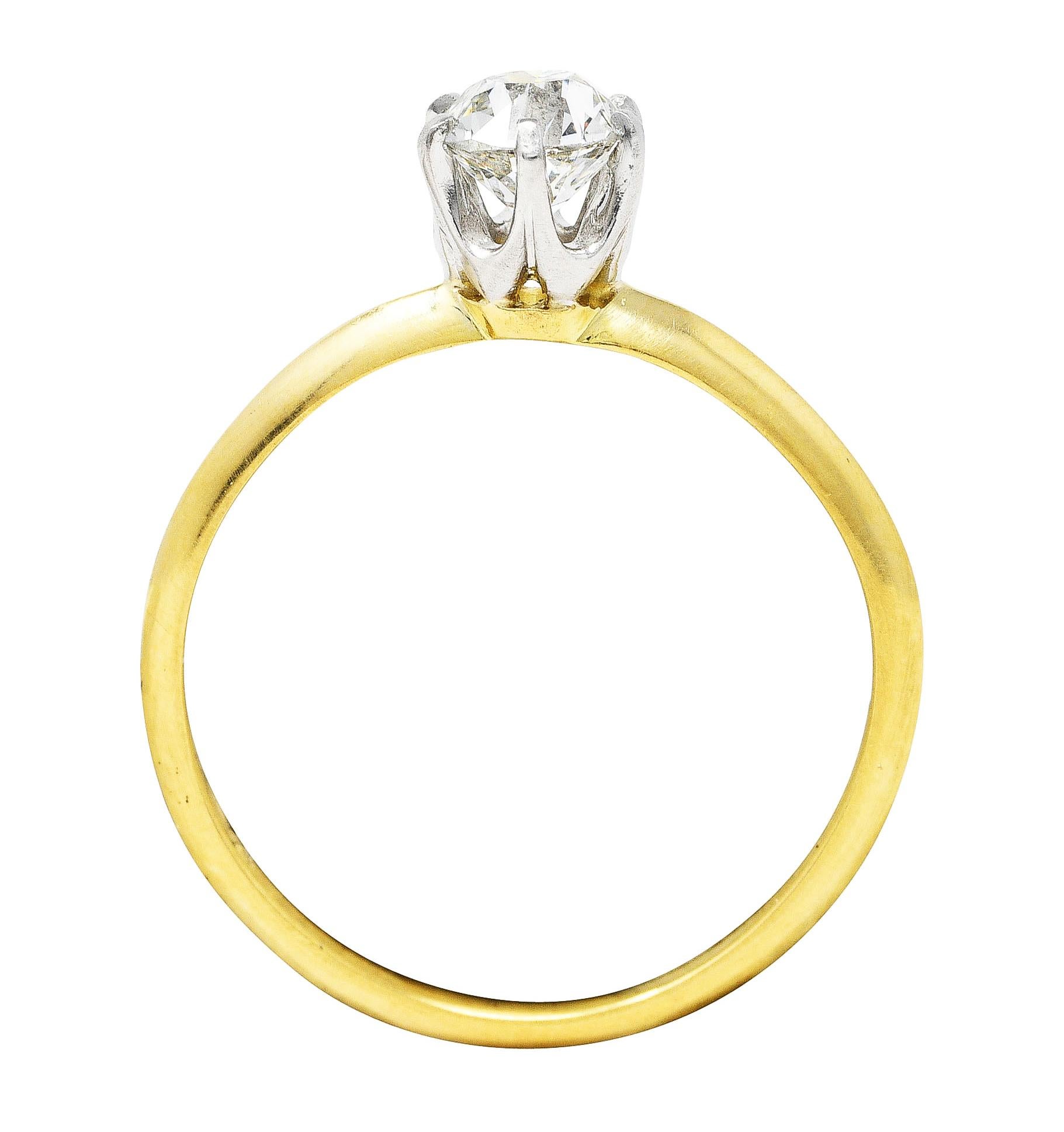 1950's Tiffany & Co. 0.58 Carat Old Mine Diamond Platinum 18 Karat Gold Ring 3