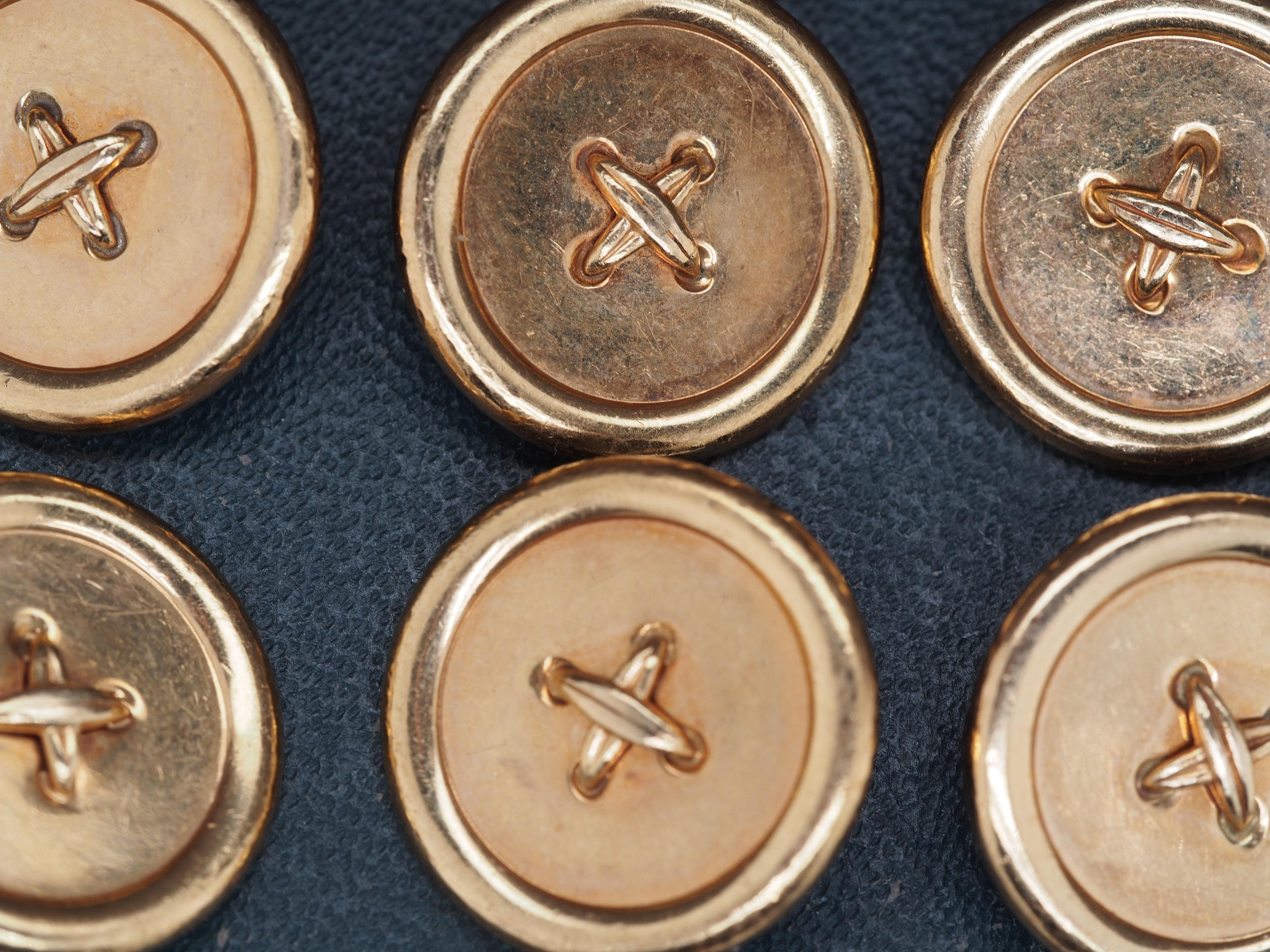 Art Deco 1950s Tiffany & Co. 14K Yellow Gold Button Set of 6 For Sale