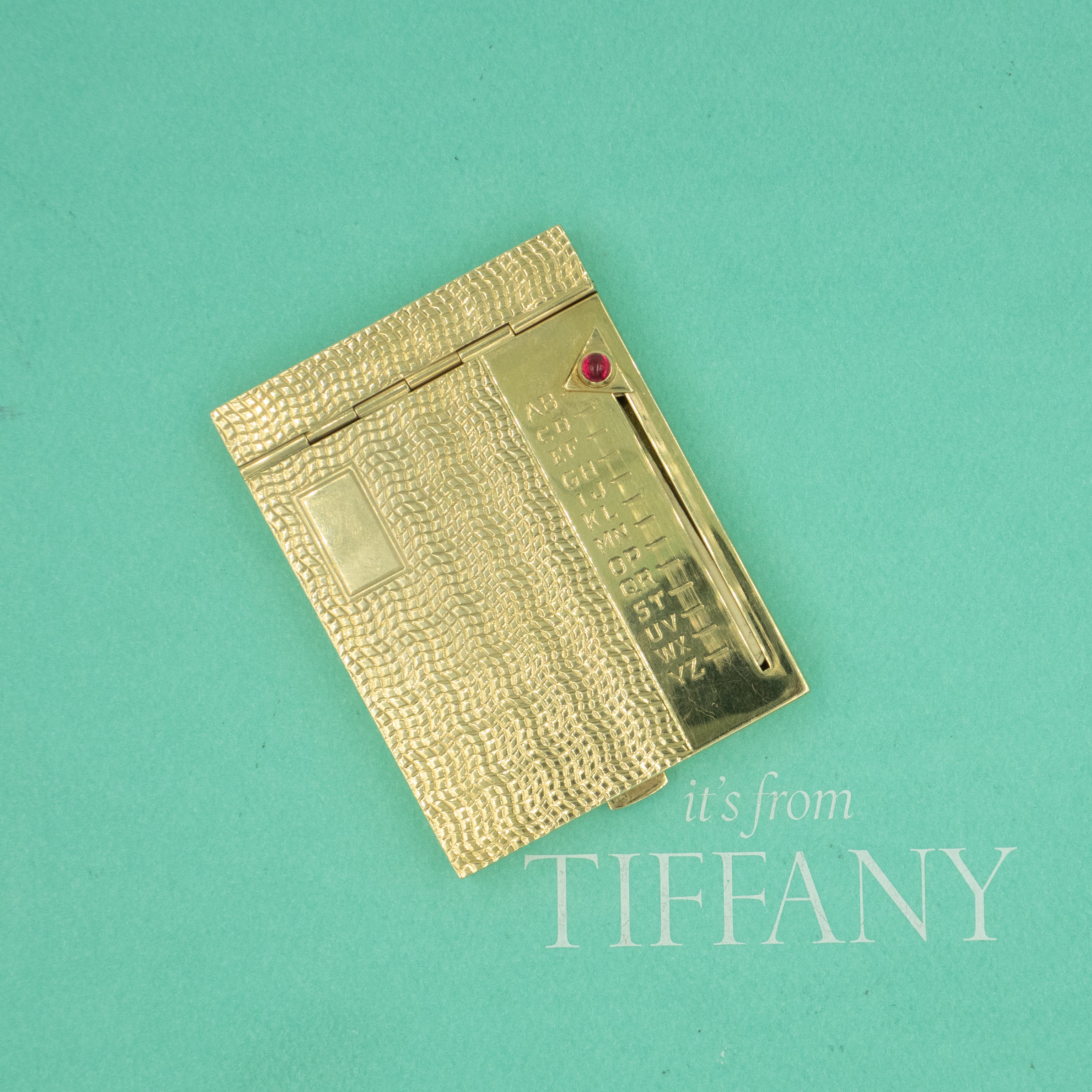 Cabochon 1950s Tiffany & Co. 14k Yellow Gold Ruby Rolodex RARE!