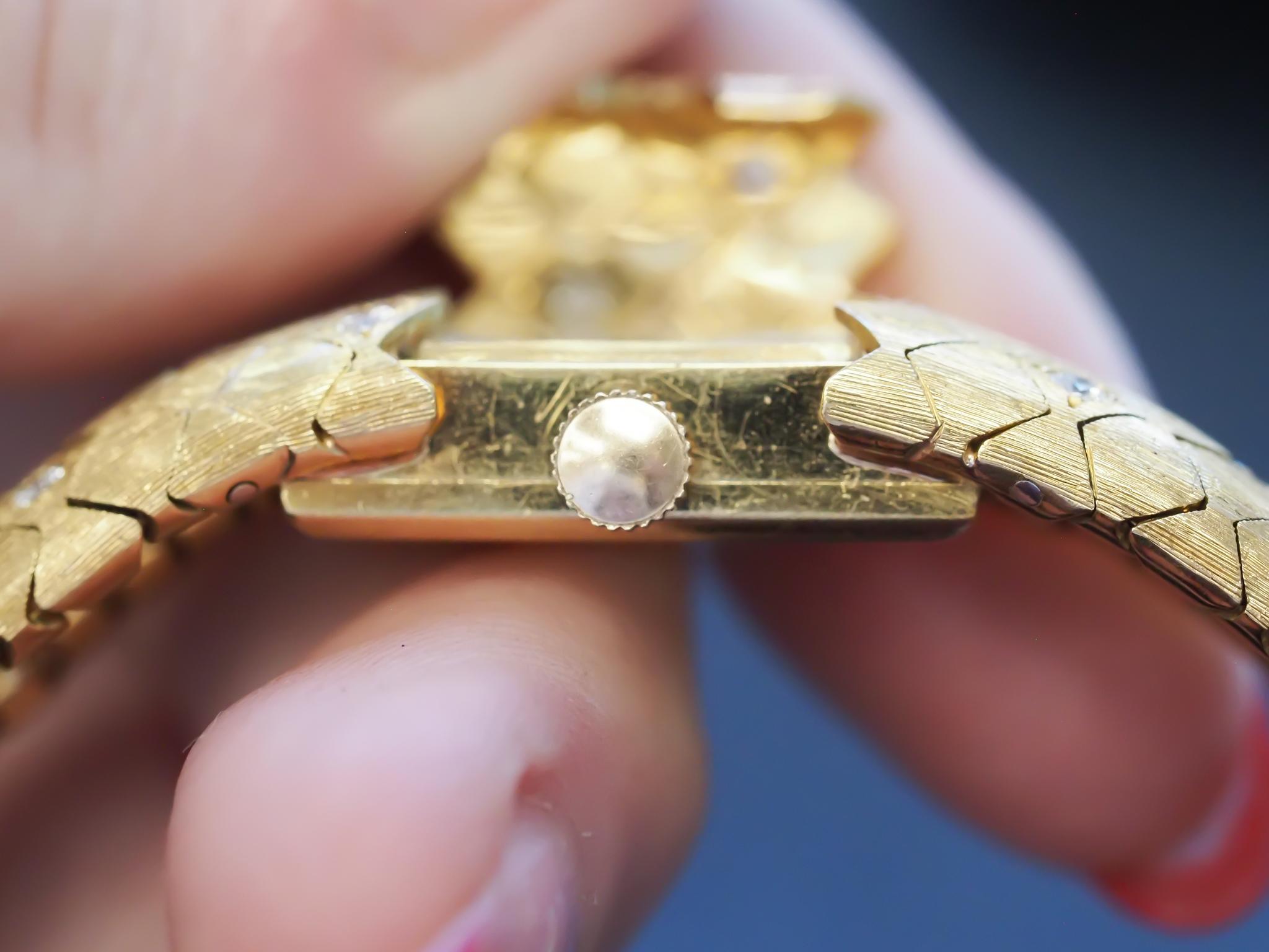 1950s Tiffany & Co. 18K Gold and Diamond  “Peek A Boo” Hidden Watch Bracelet For Sale 6