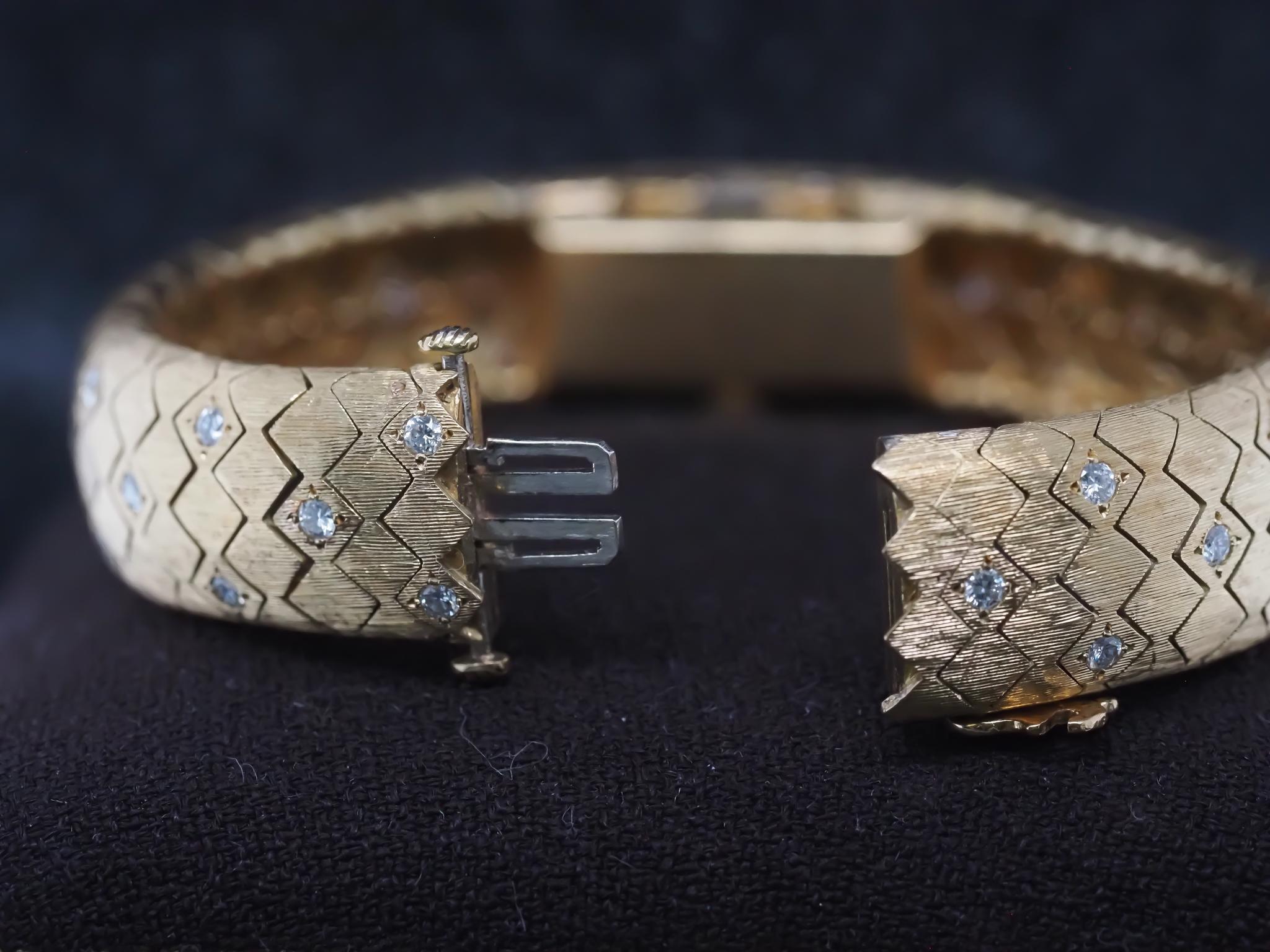 1950s Tiffany & Co. 18K Gold and Diamond  “Peek A Boo” Hidden Watch Bracelet For Sale 10