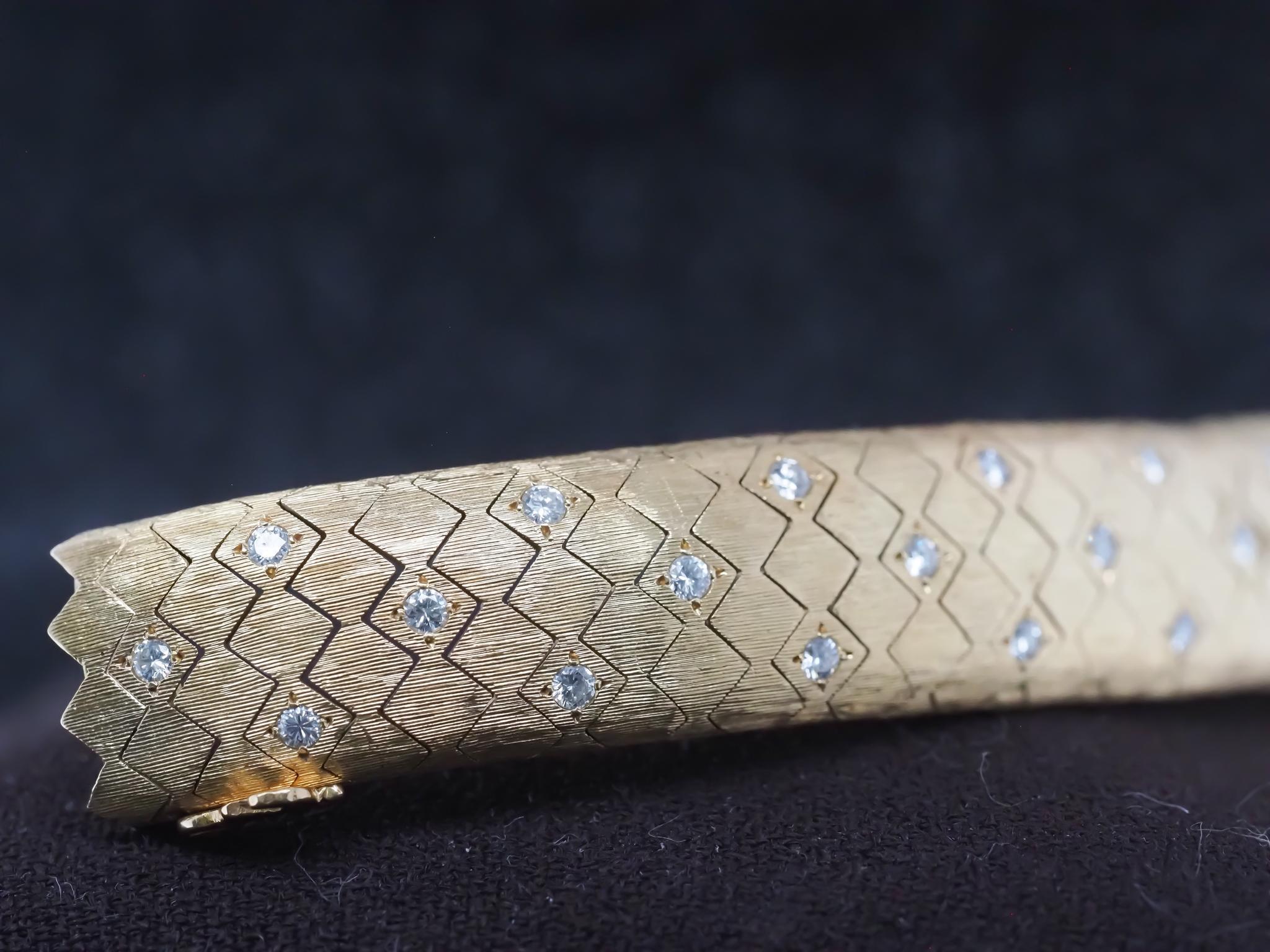 Brilliant Cut 1950s Tiffany & Co. 18K Gold and Diamond  “Peek A Boo” Hidden Watch Bracelet For Sale