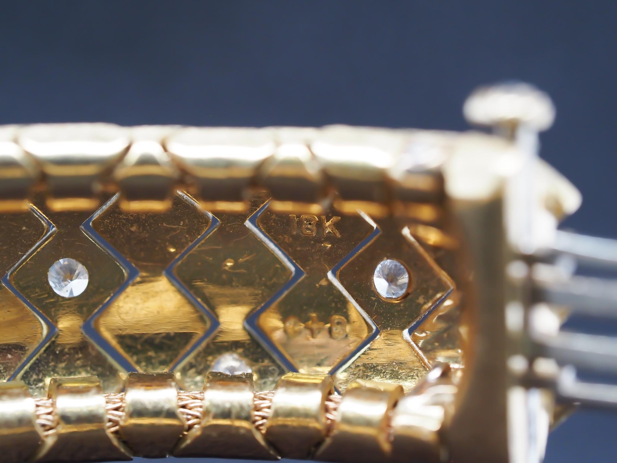 1950s Tiffany & Co. 18K Gold and Diamond  “Peek A Boo” Hidden Watch Bracelet For Sale 1