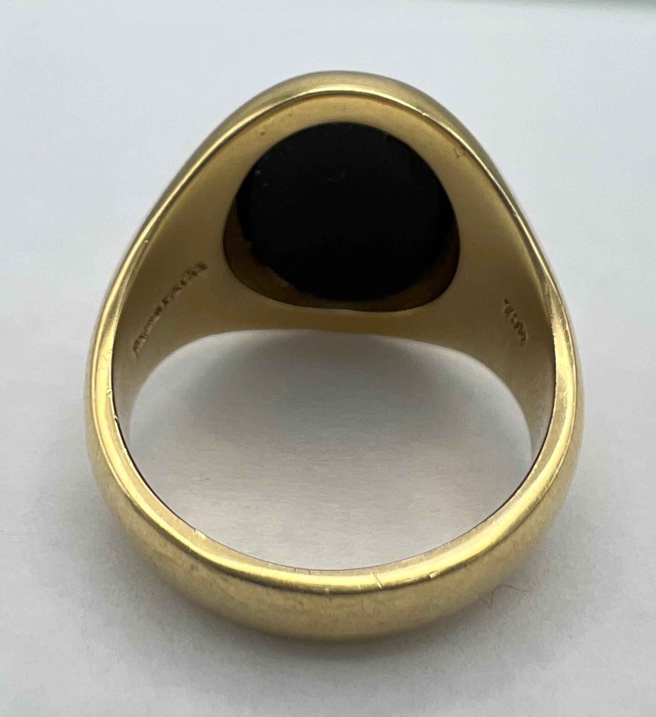1950’s Tiffany & Co. 18K Gold & Onyx Signet Ring  In Excellent Condition In Beverly Hills, CA