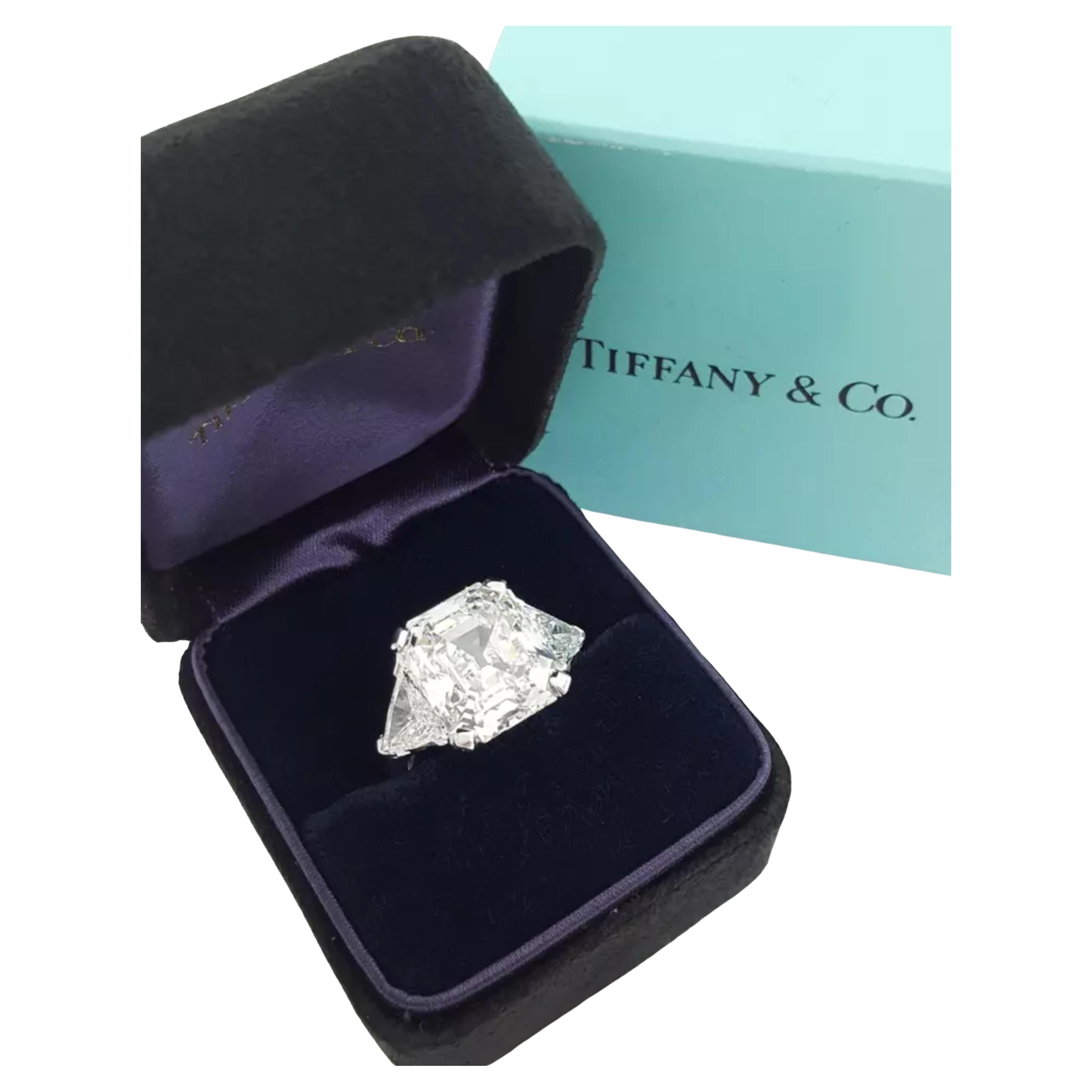 1950's Tiffany & Co. Authentic Vintage Emerald Cut 10 Carat Diamond Ring 2