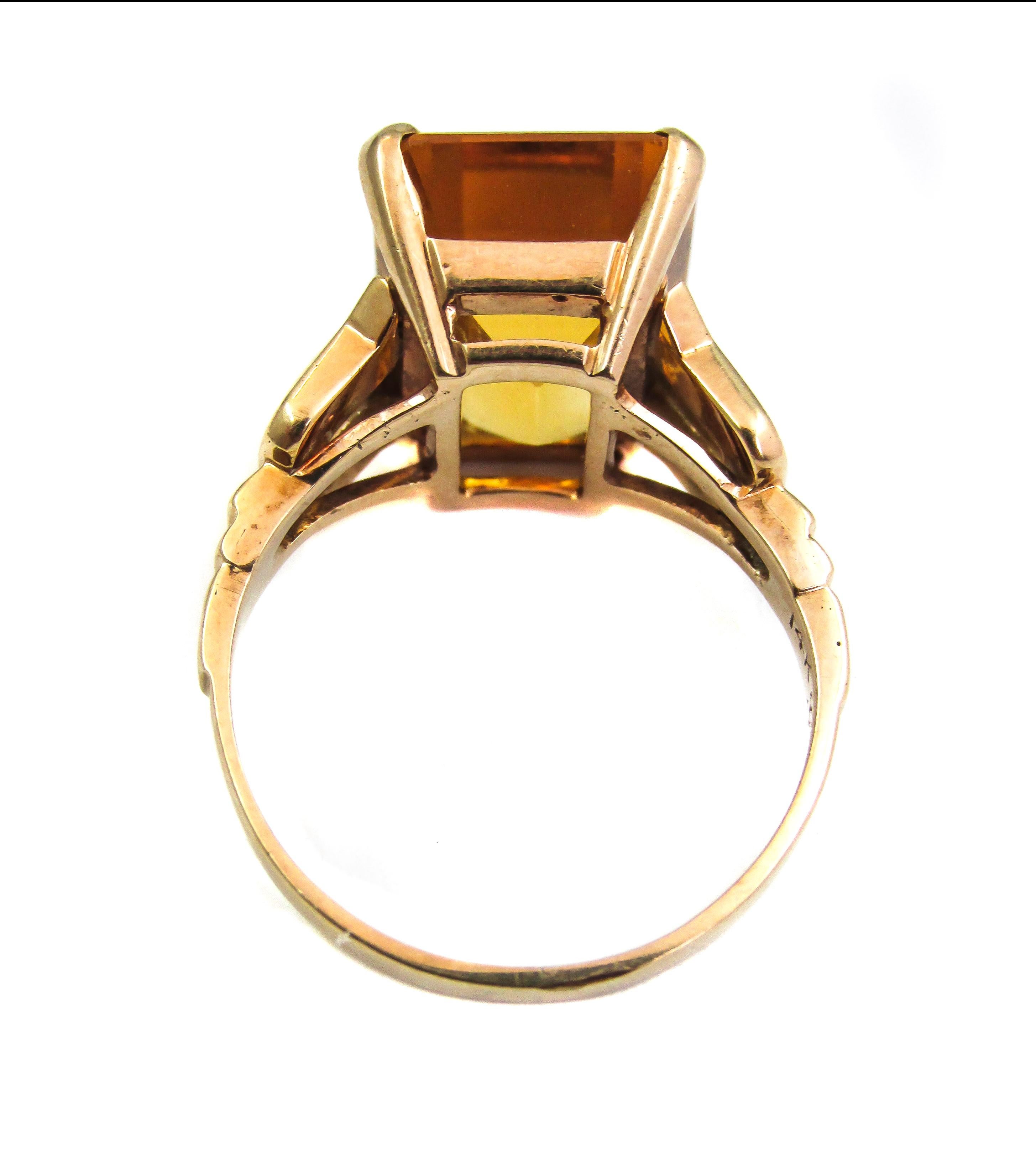 1950s Tiffany & Co. Citrine Gold Ring In Excellent Condition In New York, NY