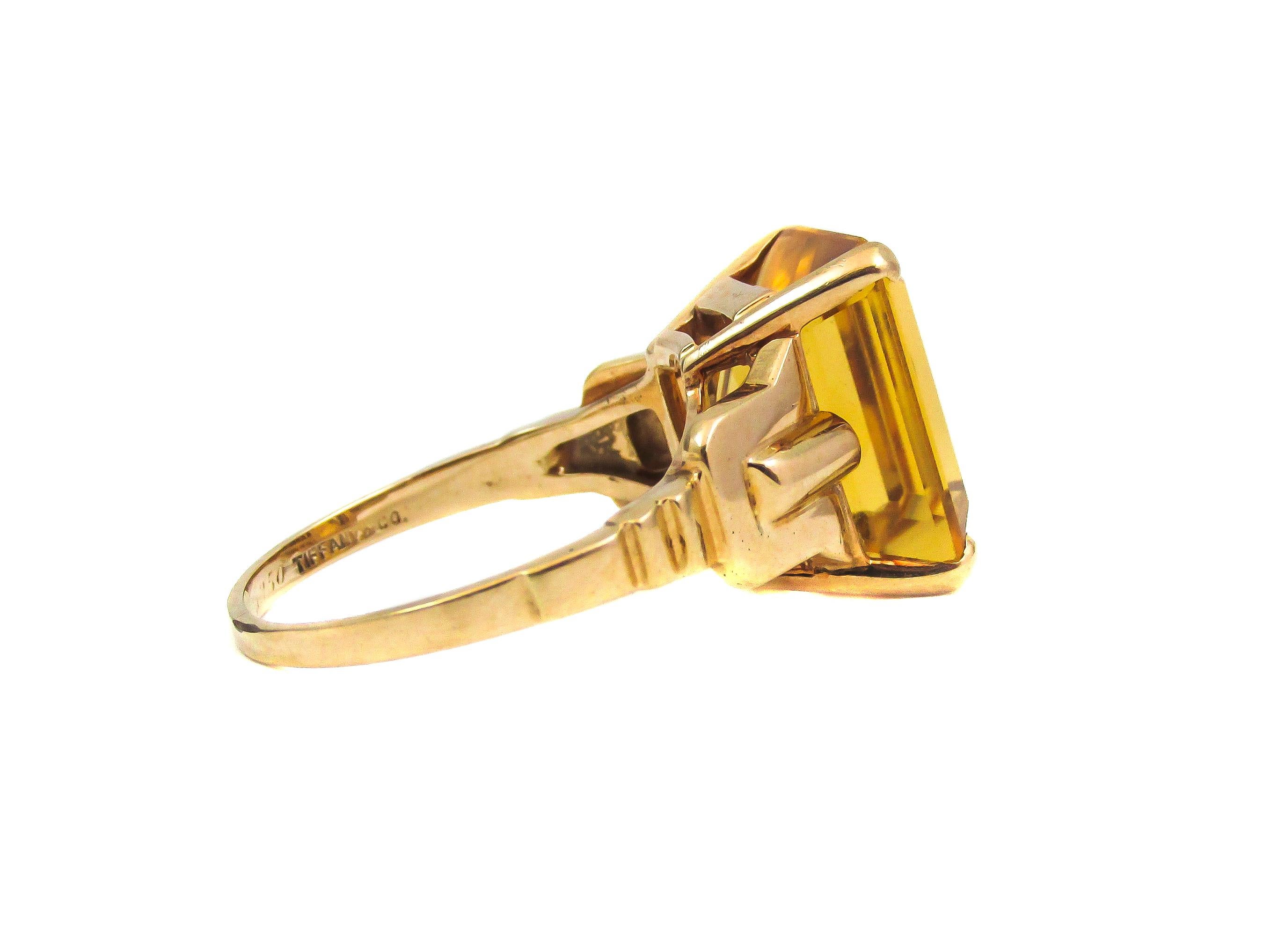 Women's or Men's 1950s Tiffany & Co. Citrine Gold Ring