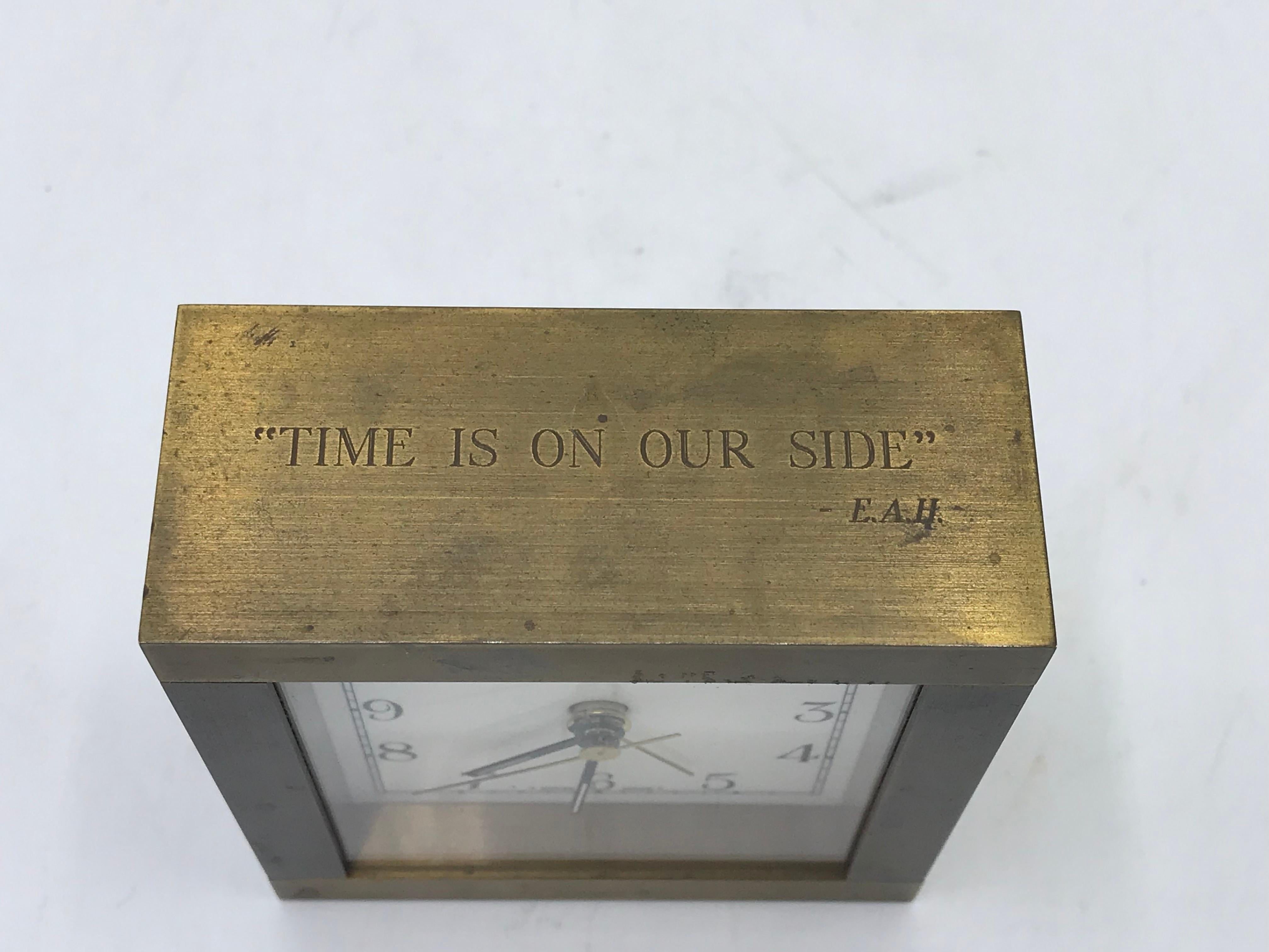 20th Century 1950s Tiffany & Co. Modern Brass Desk Clock