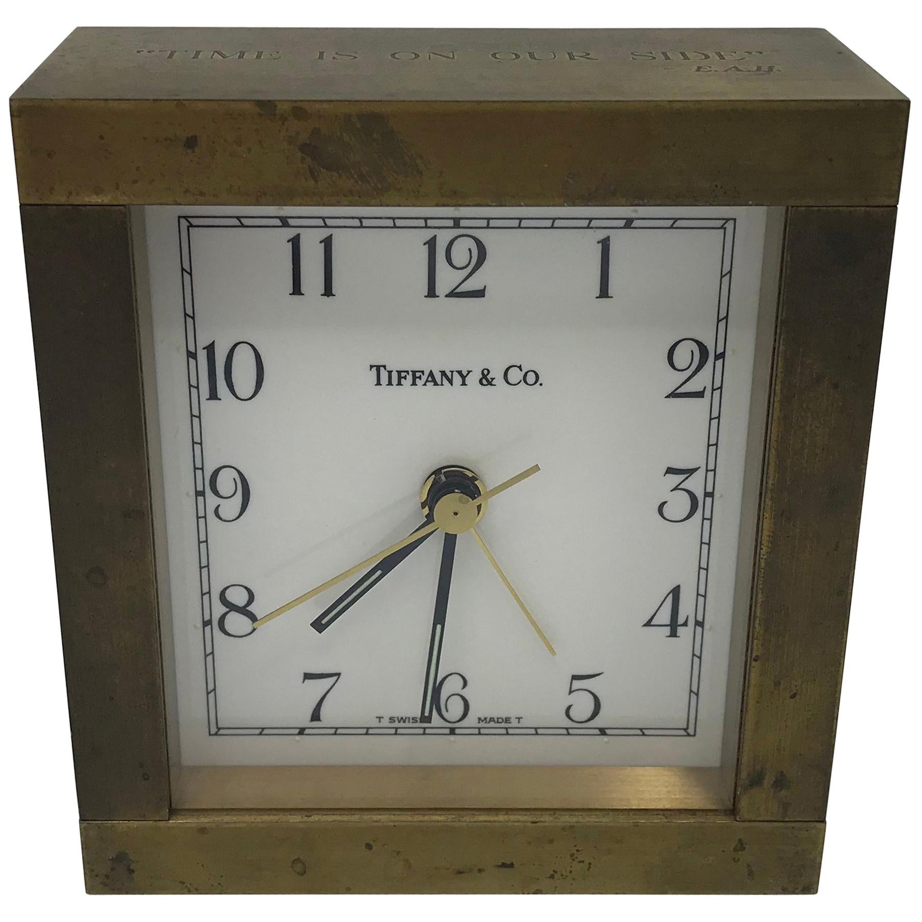1950s Tiffany & Co. Modern Brass Desk Clock