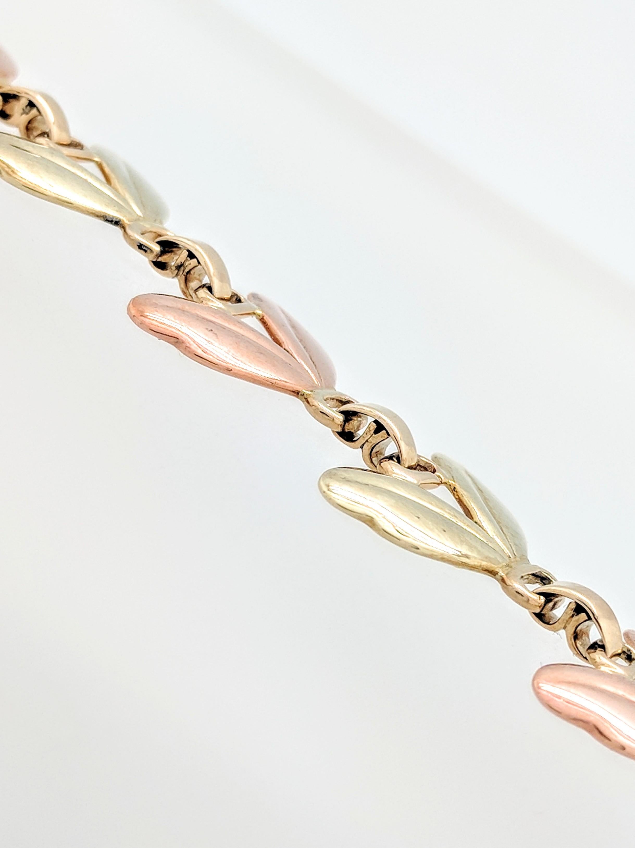 1950s Tiffany & Co. Pink and Yellow Gold Leaf Necklace 4