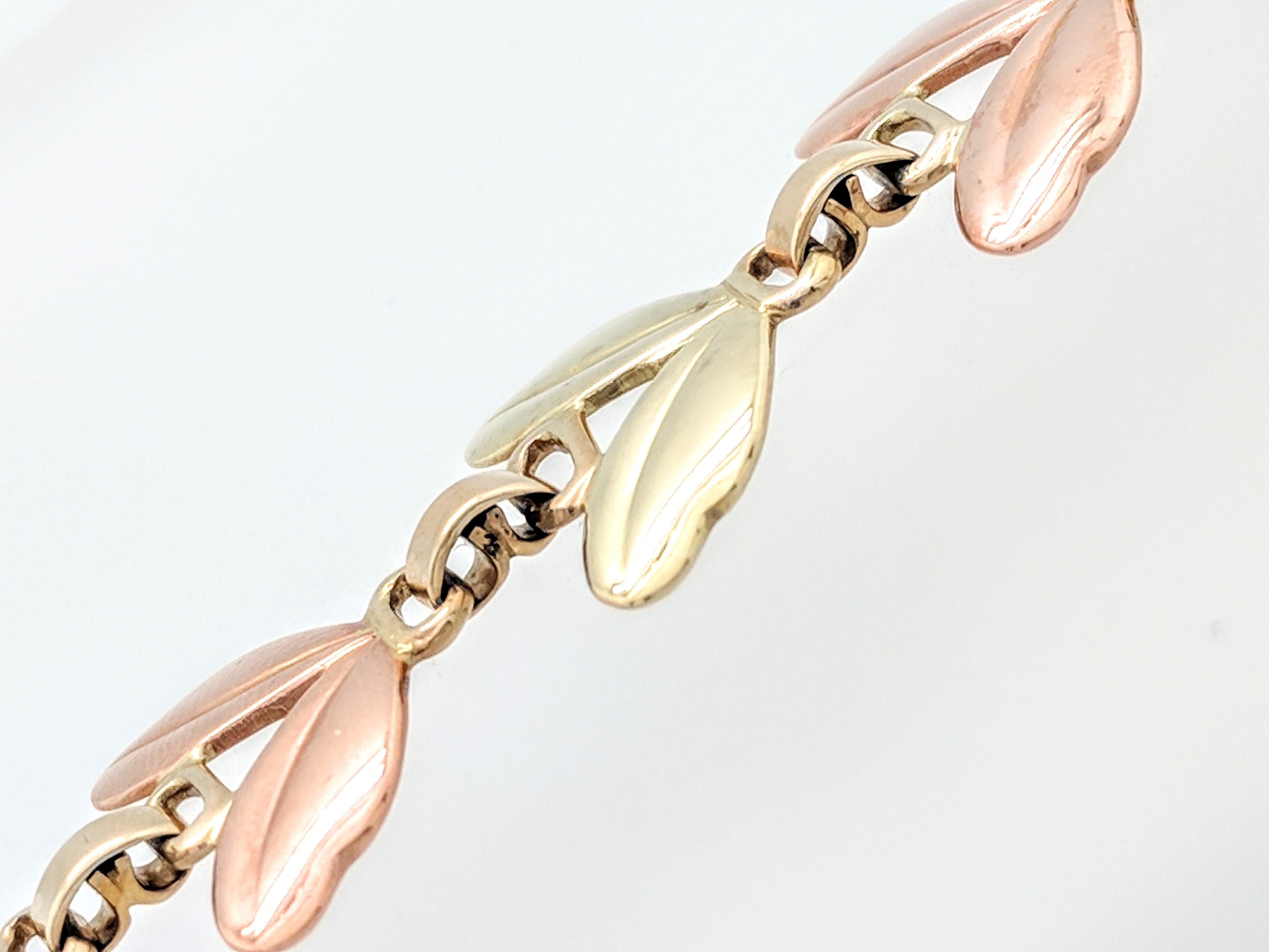 1950s Tiffany & Co. Pink and Yellow Gold Leaf Necklace 2