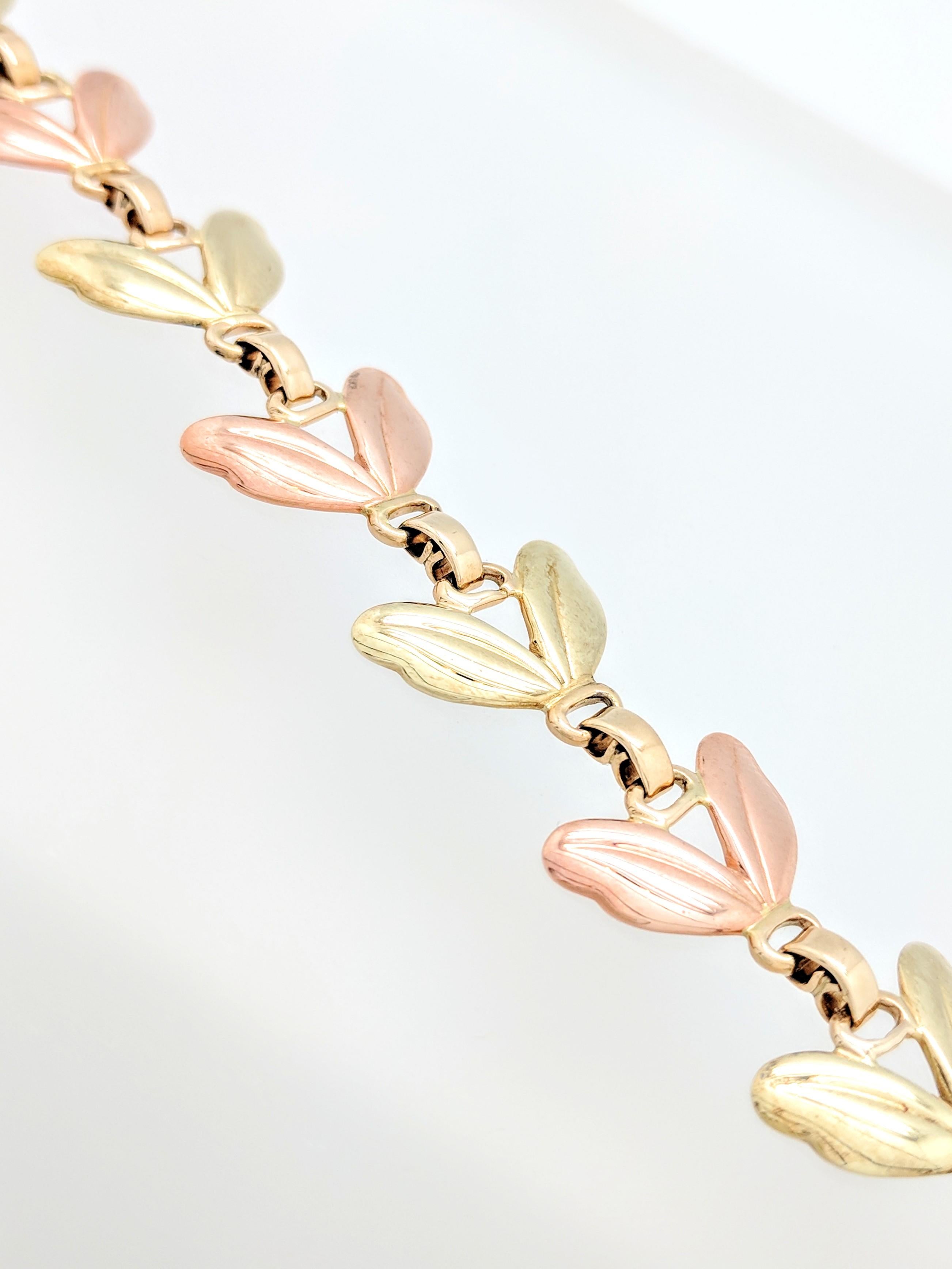 1950s Tiffany & Co. Pink and Yellow Gold Leaf Necklace 3