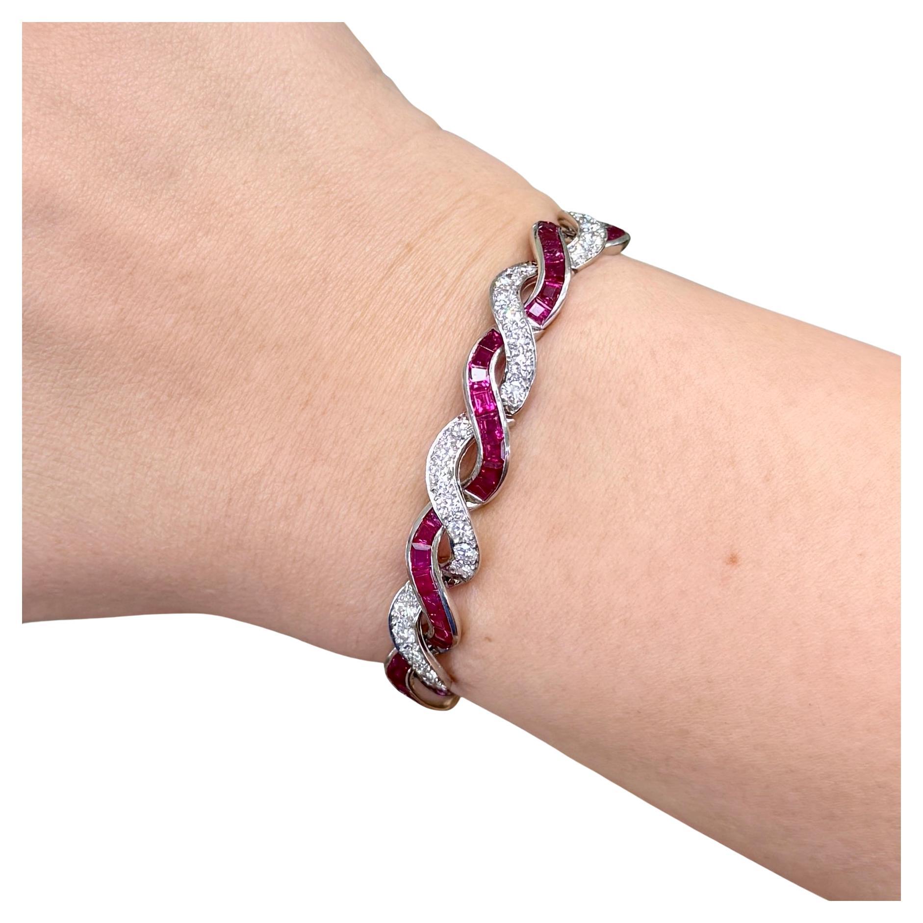 1950's Tiffany & Co. Ruby and Diamond Bracelet Platinum