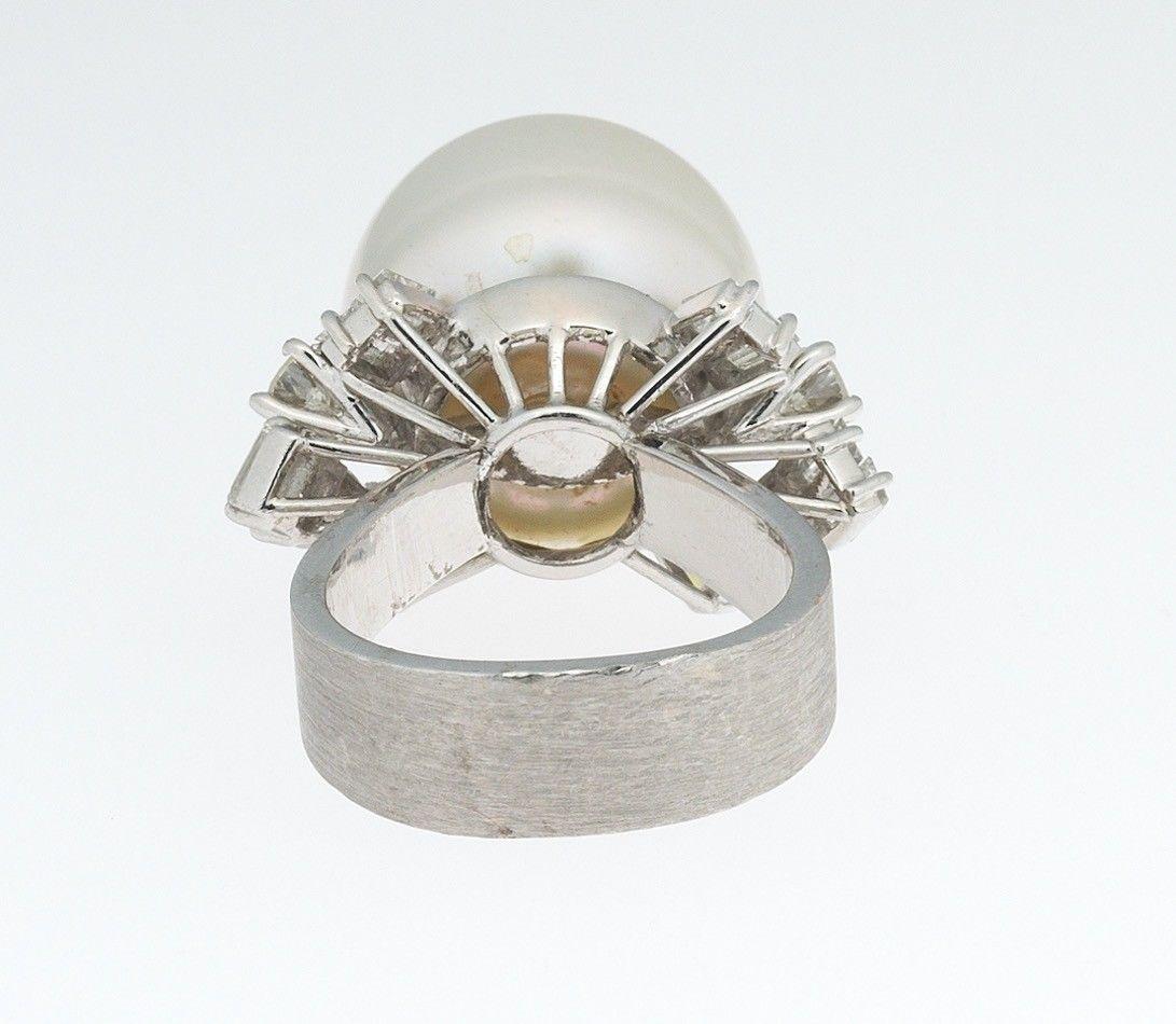 Retro 1950s Tiffany & Co. South Sea Pearl 1.80 Carat VVS Diamond Cocktail Ring