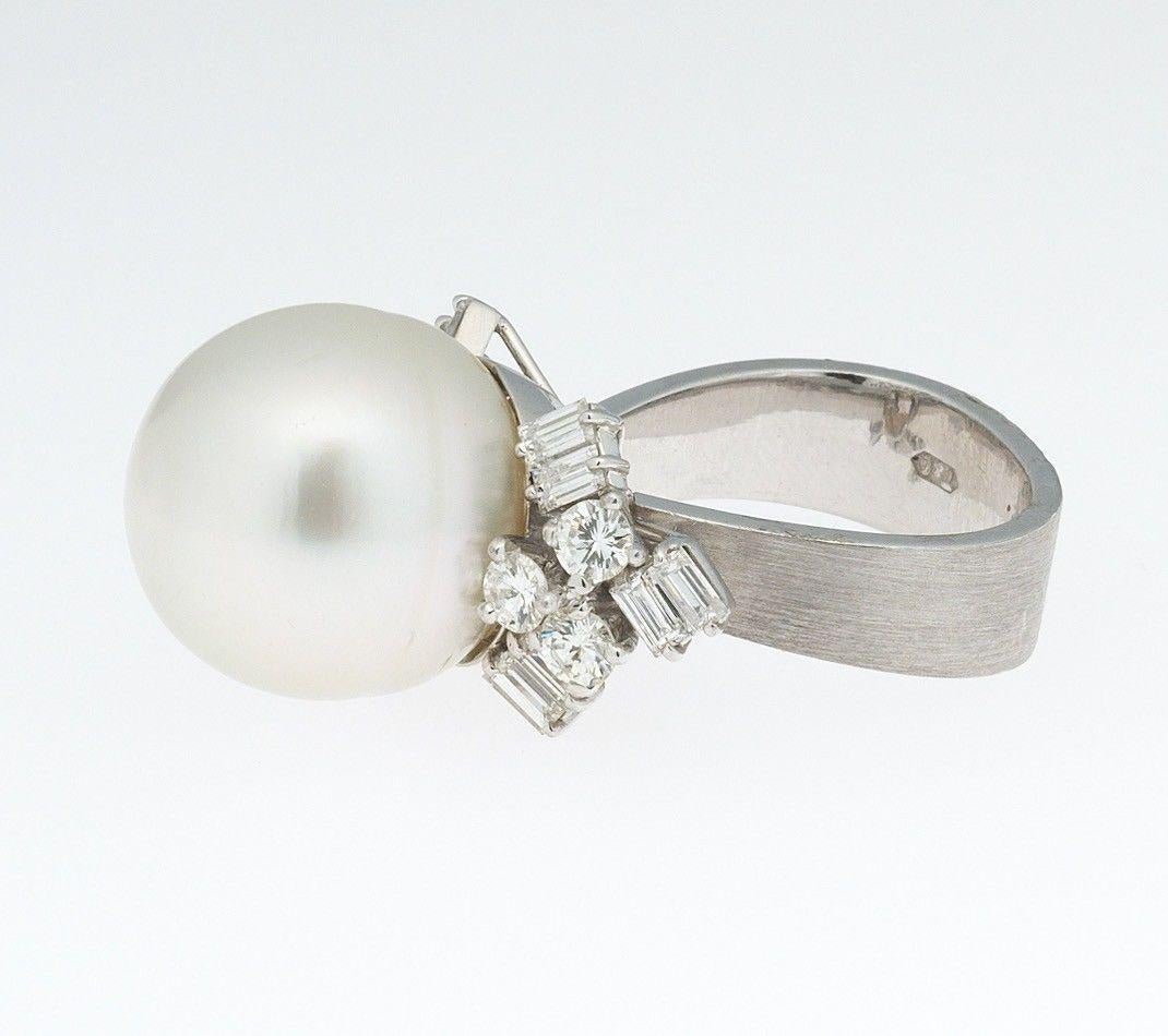 Women's 1950s Tiffany & Co. South Sea Pearl 1.80 Carat VVS Diamond Cocktail Ring