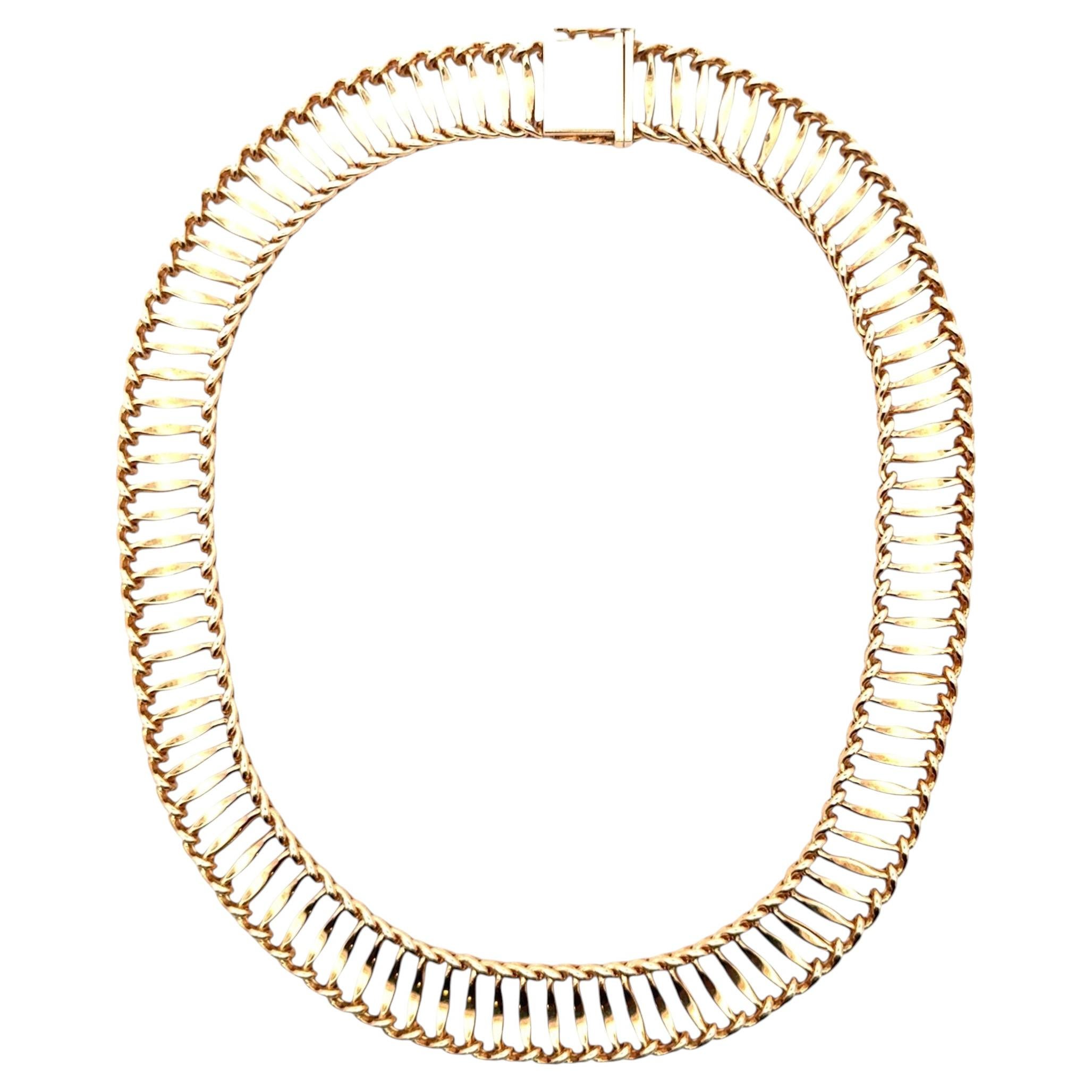 Collana a maglie a collare Tiffany & Company degli anni '50, in oro giallo 14 carati, lunga 15 pollici