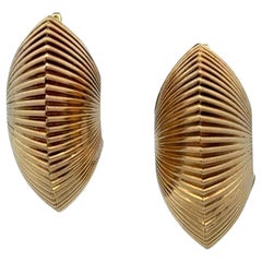 1950's Tiffany & Company Fluted ‘Shrimp’ 14 Karat Yellow Gold Earclip Earrings