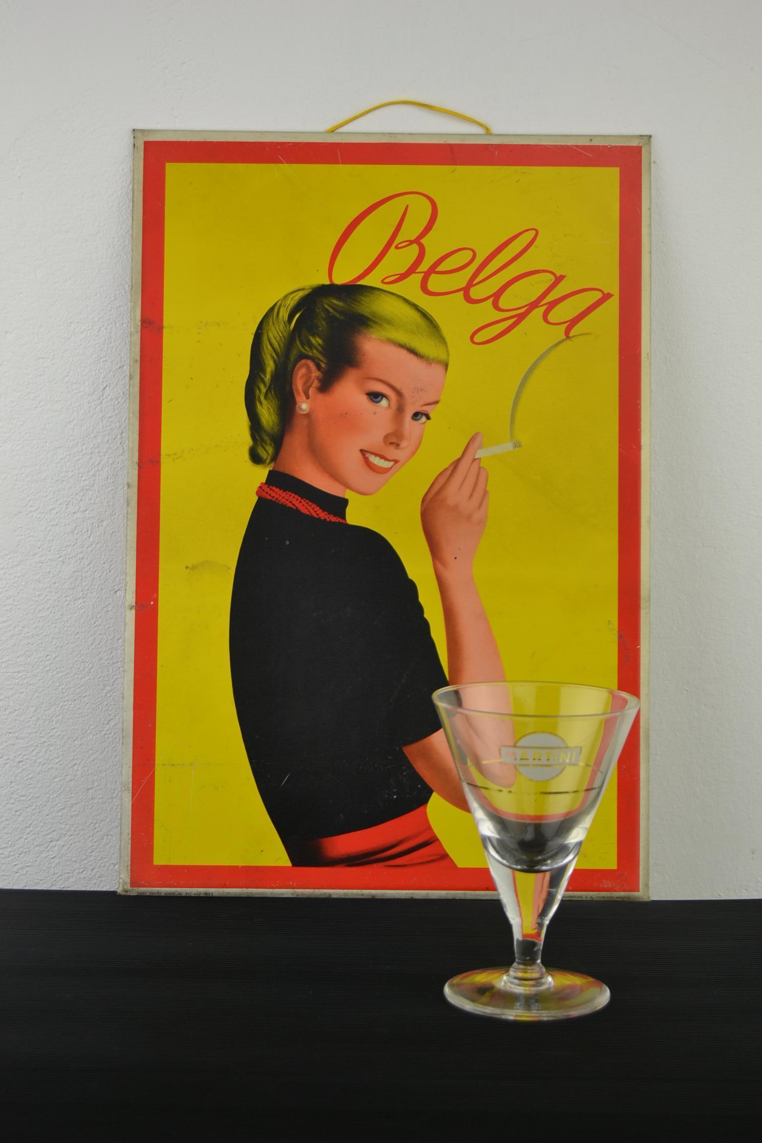 1950s Tin Advertising Sign for Belga Cigarettes, Belgium For Sale 8