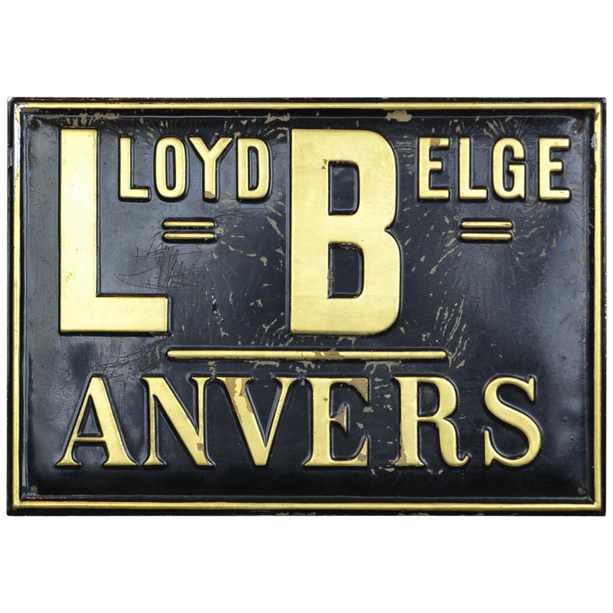 1950s Tin Advertising Sign for Insurance Company Lloyd Belge Antwerp, Belgium