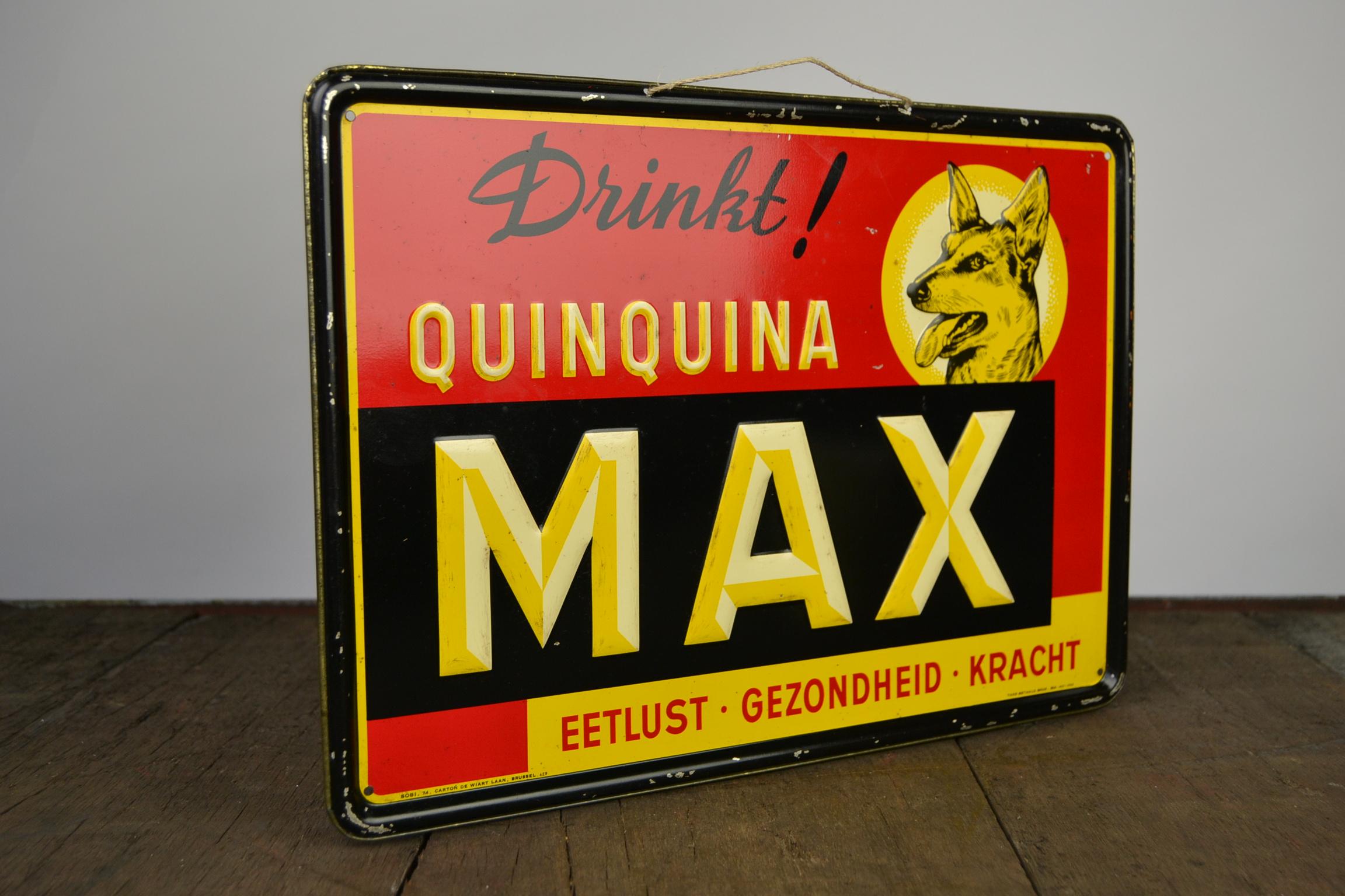 enseigne publicitaire en fer blanc des années 1950 pour Max Quinquina 5