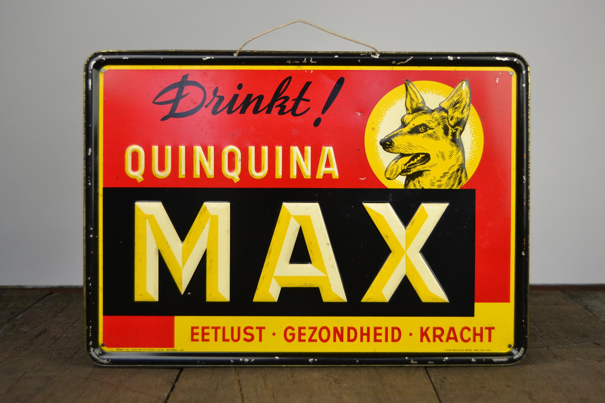 enseigne publicitaire en fer blanc des années 1950 pour Max Quinquina 7